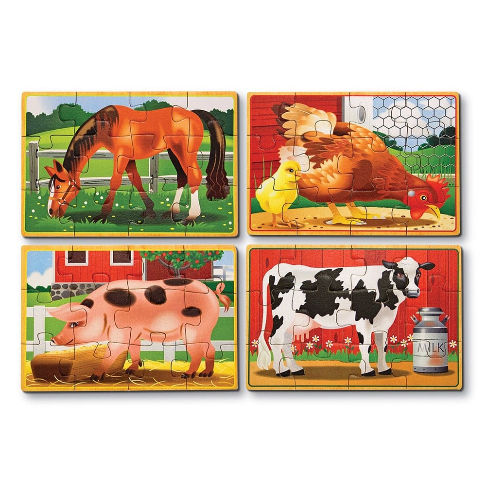 Melissa and Doug AHŞAP12x4 YAPBOZ SETİ - ÇİFTLİK HAYVANLARI
