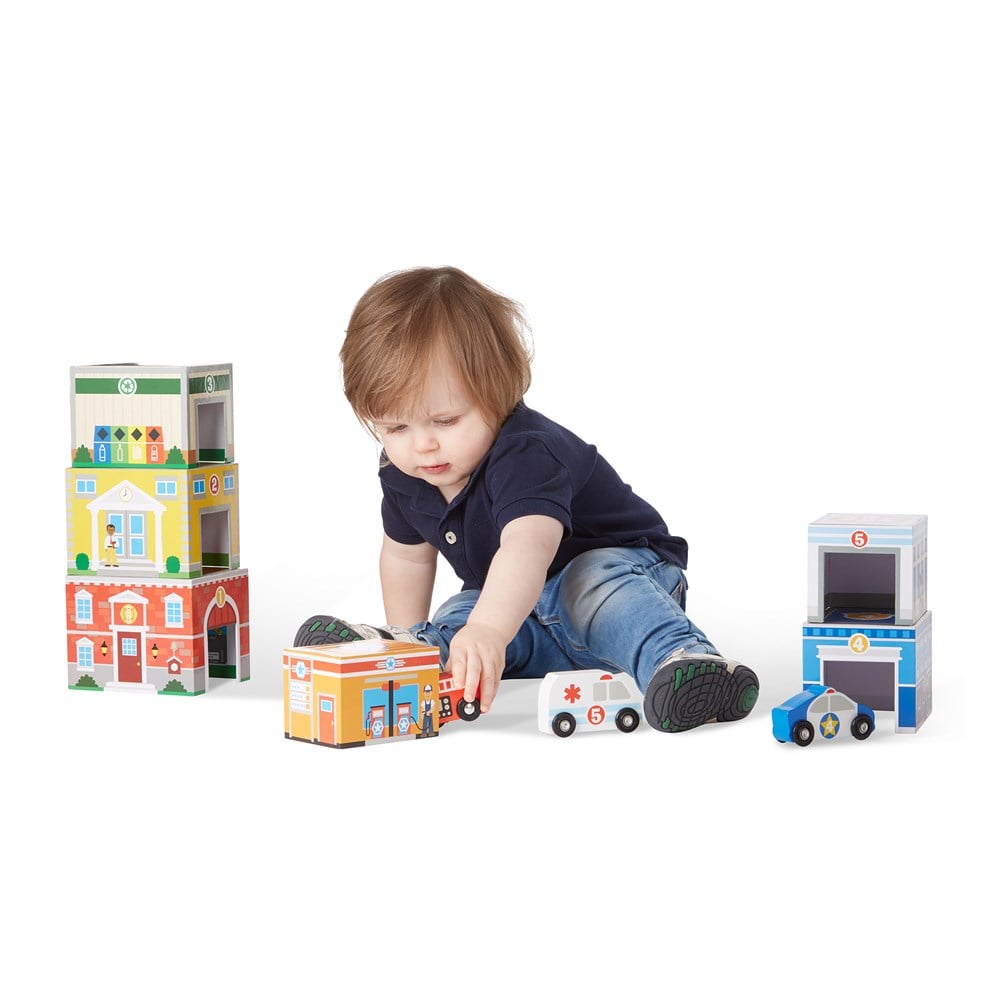 Melissa and Doug DİZ OYNA KULE - BİNALAR VE ARAÇLAR
