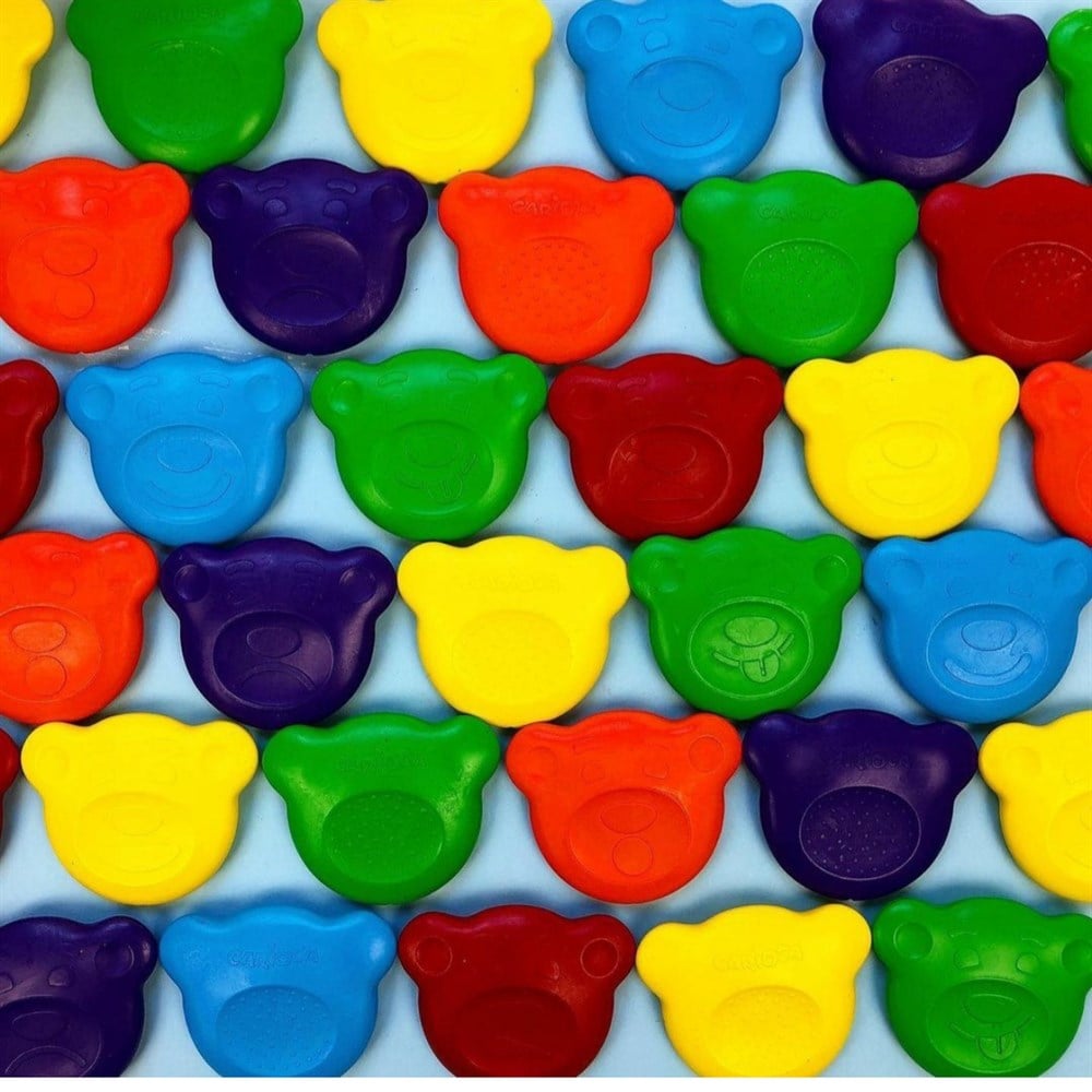 TEDDY ŞEKİLLİ ELLERİ KİRLETMEYEN MUM BOYALAR 6'LI