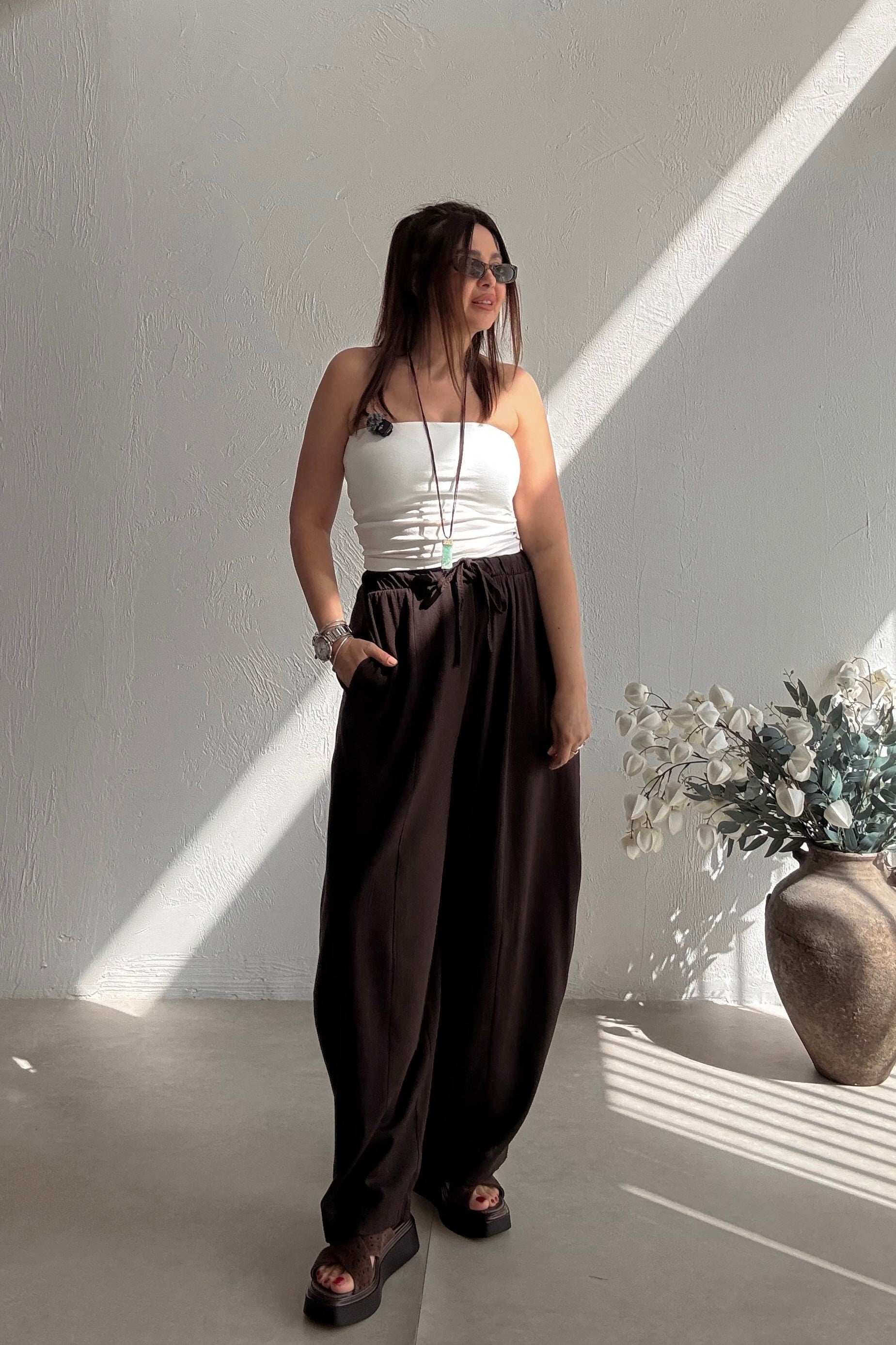 Acı Kahve Keten Pantolon 