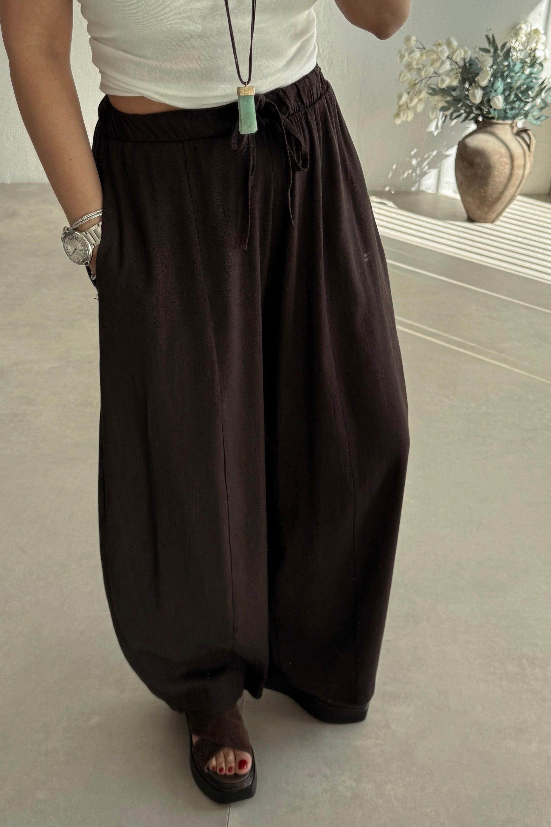 Acı Kahve Keten Pantolon 