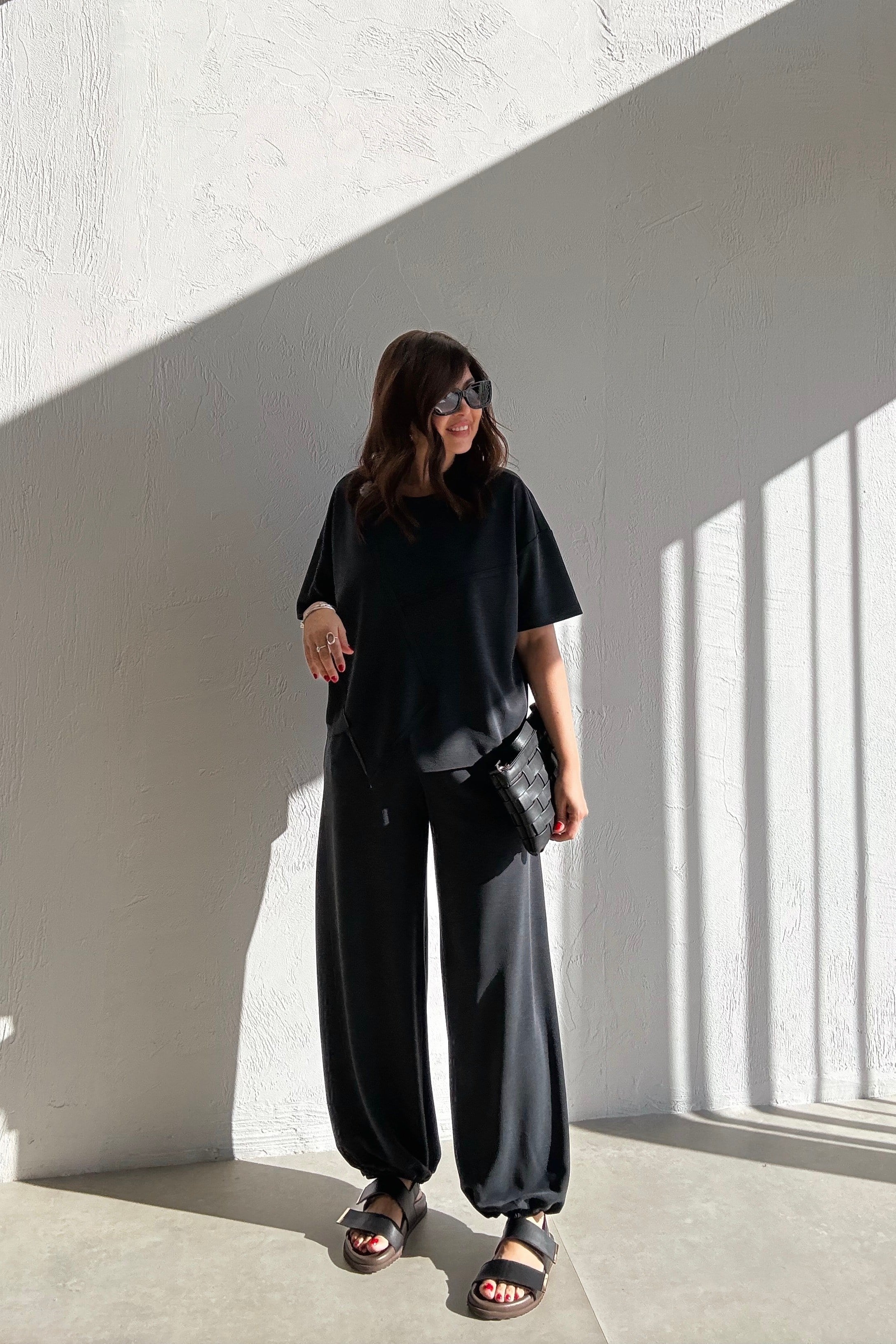 Antrasit Lastikli Paça Modal Takım 