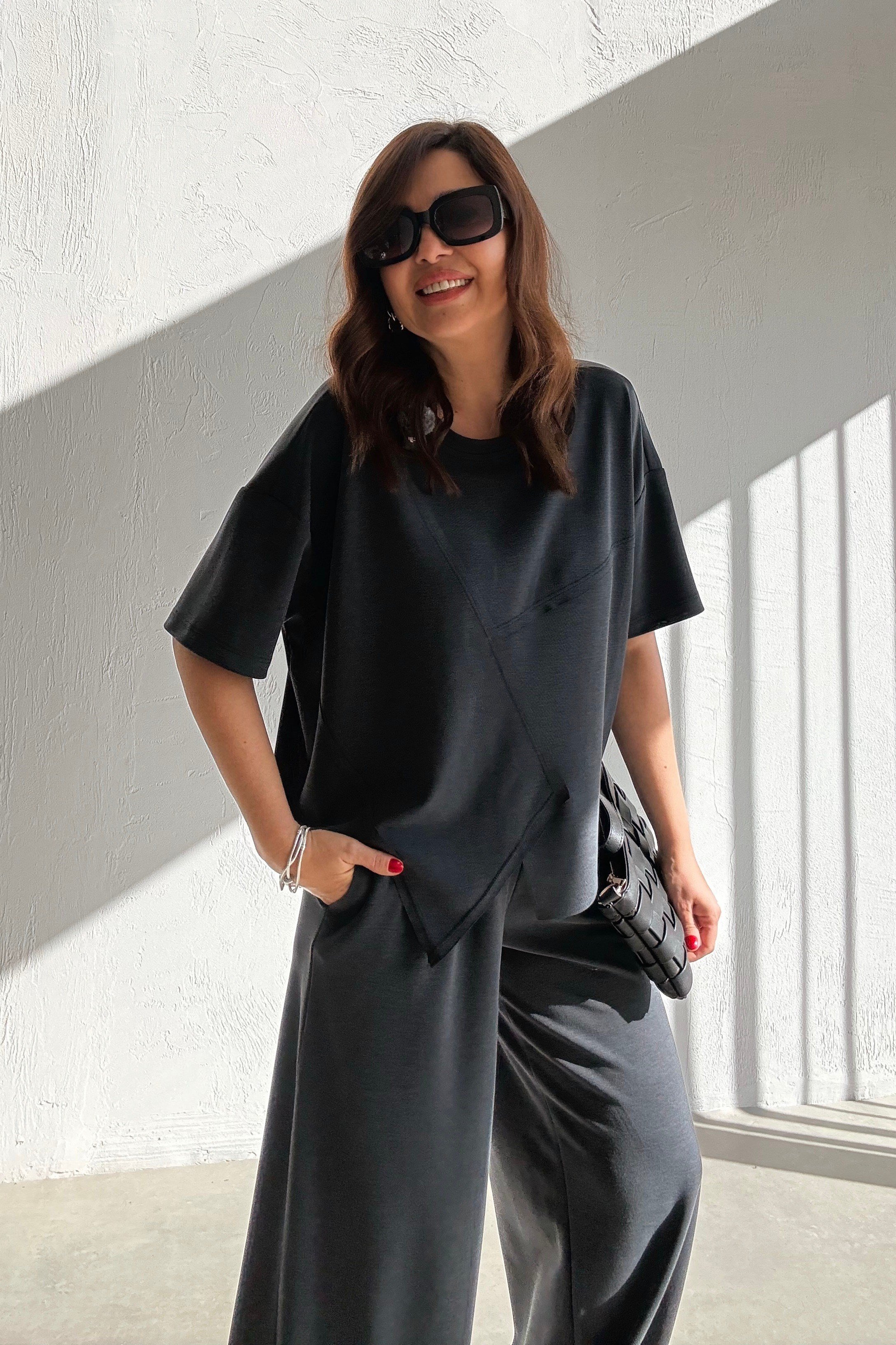 Antrasit Lastikli Paça Modal Takım 