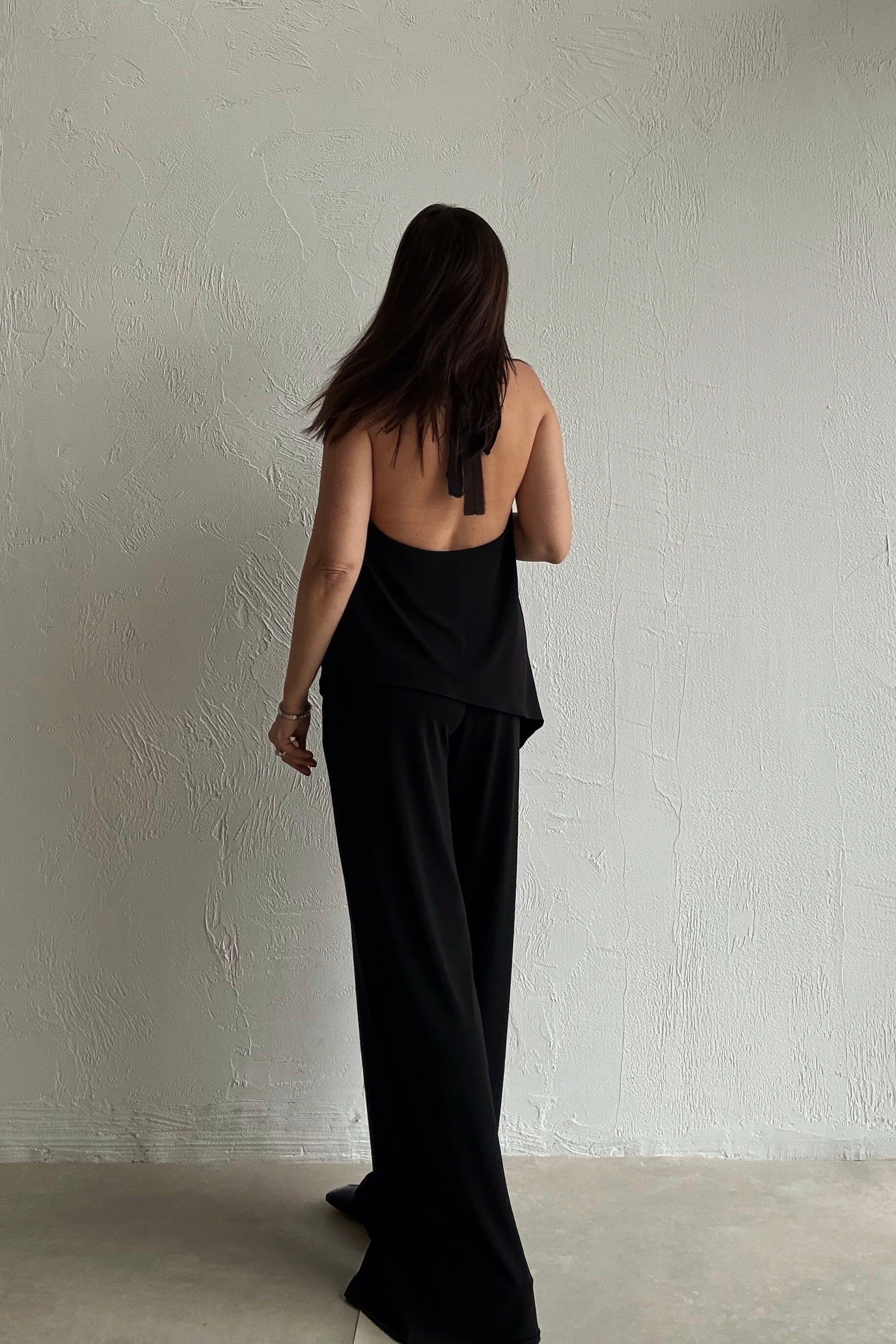 Asimetrik Bluz Pantolon Takım SİYAH