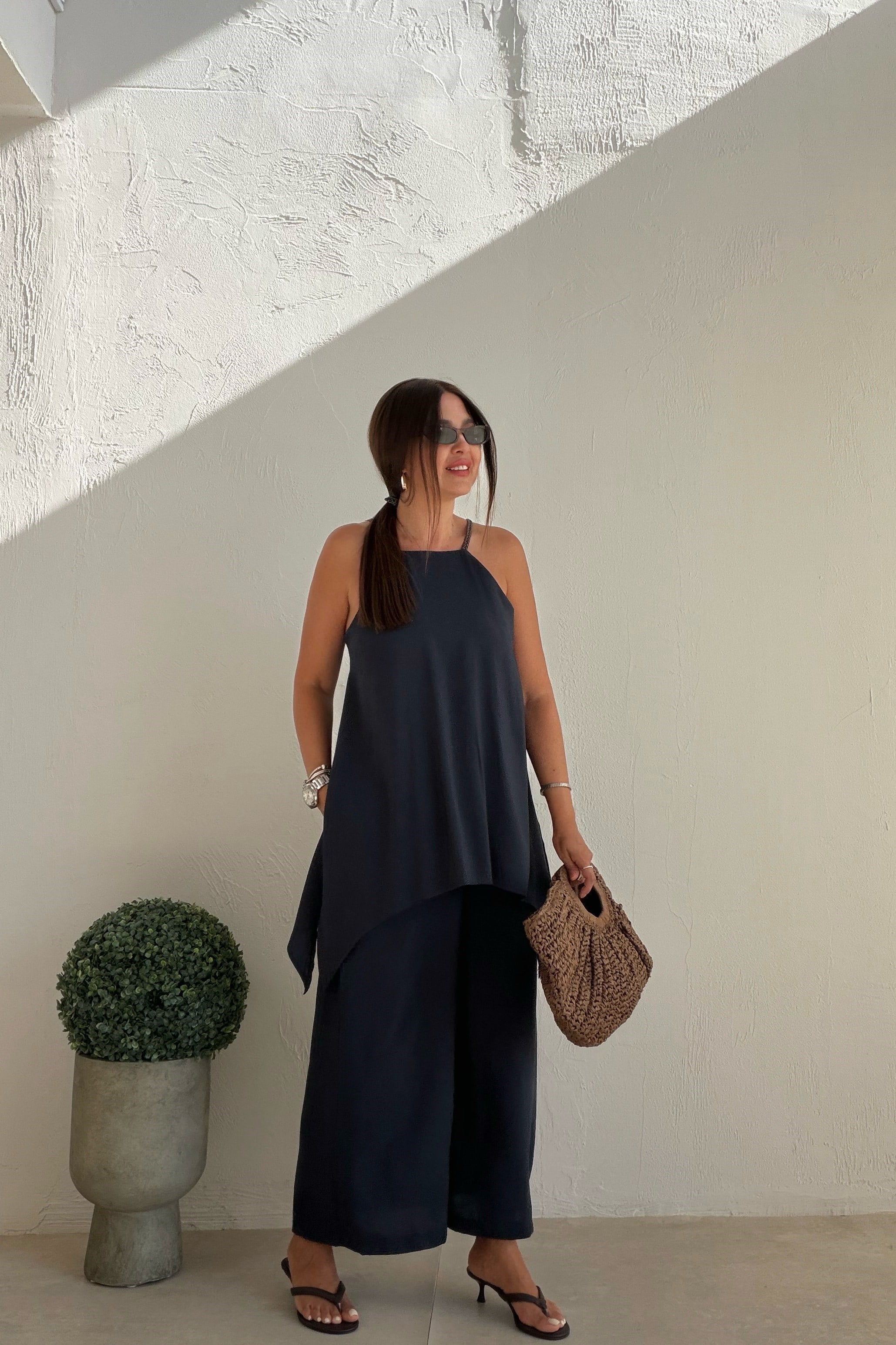 Asimetrik Kesim Tulum LACİVERT