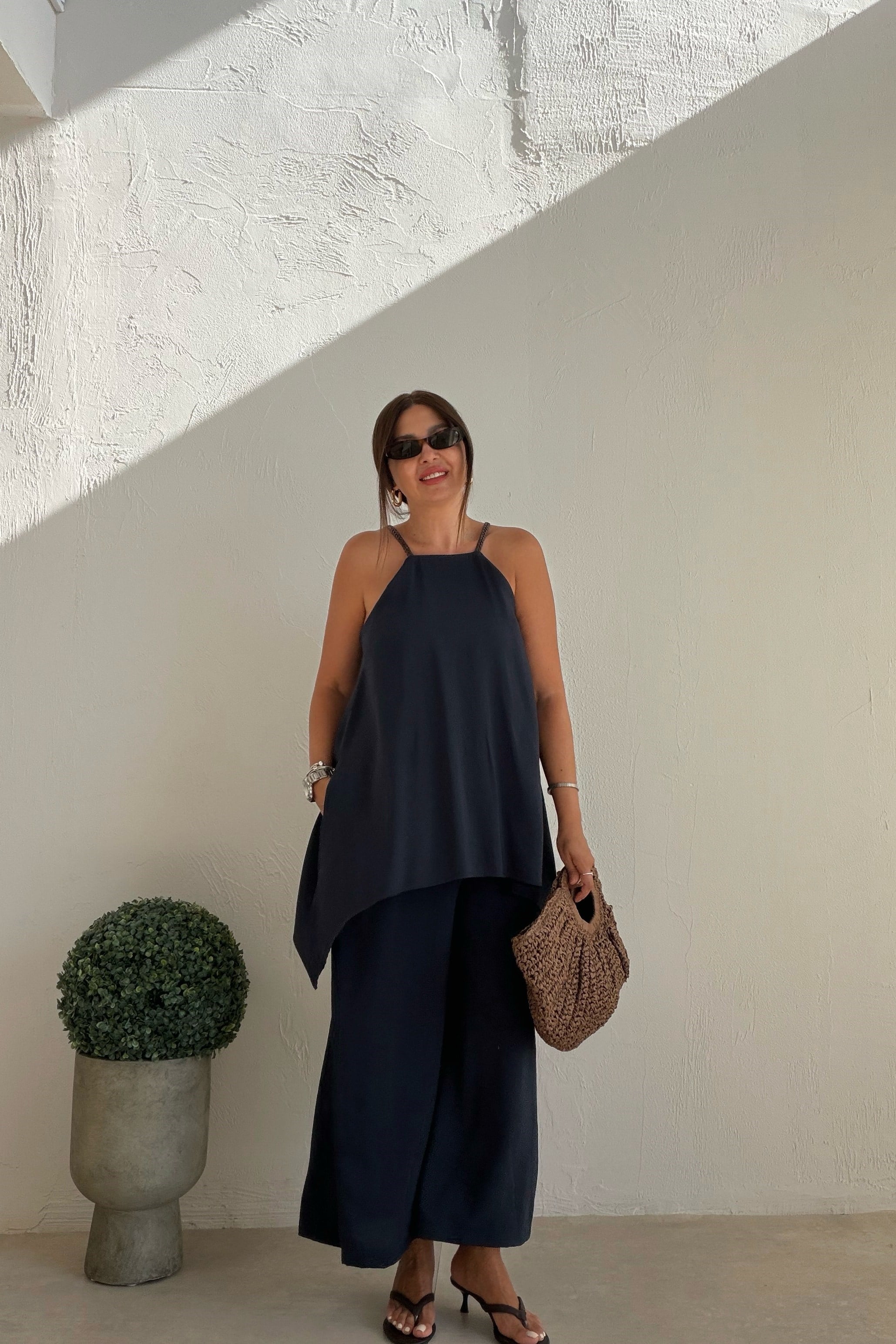 Asimetrik Kesim Tulum LACİVERT
