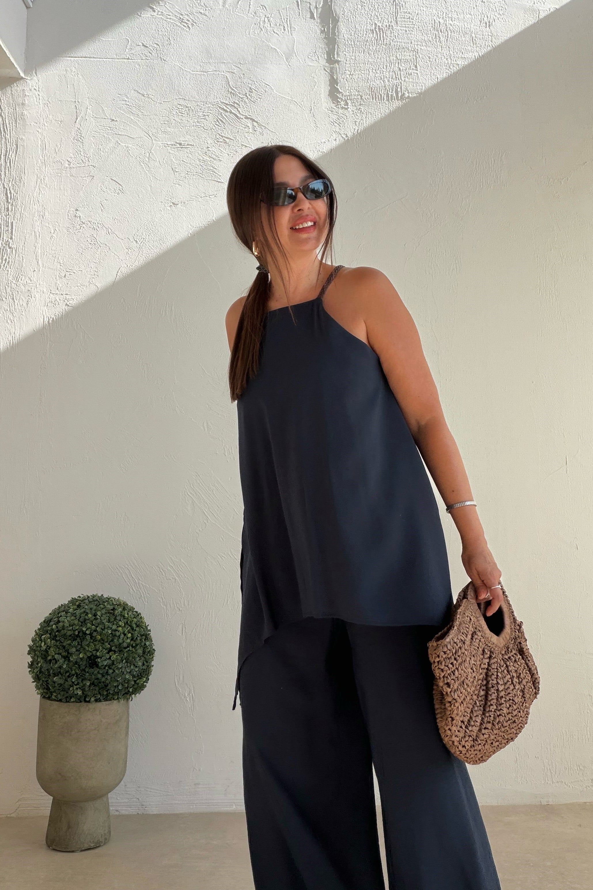 Asimetrik Kesim Tulum LACİVERT