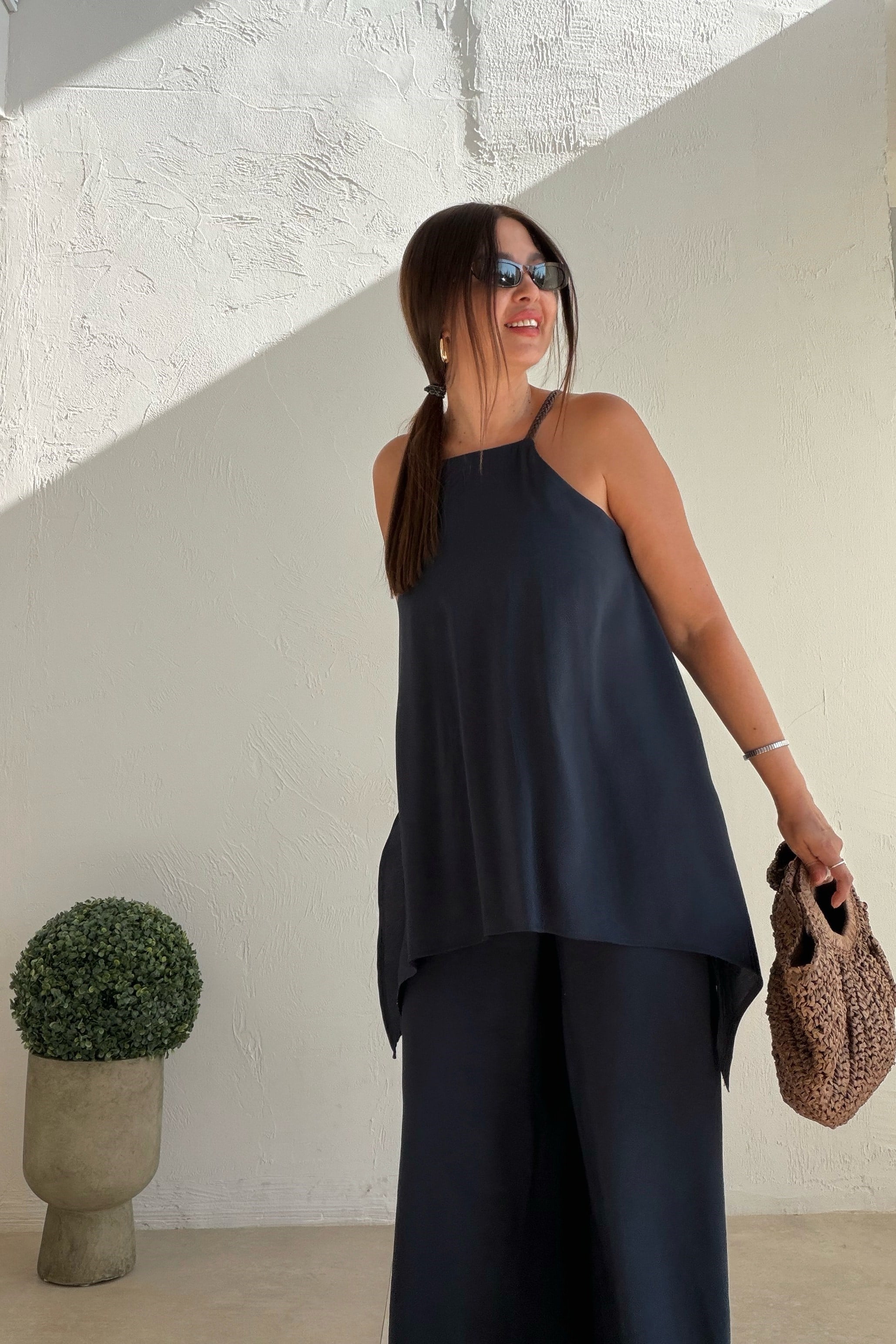 Asimetrik Kesim Tulum LACİVERT
