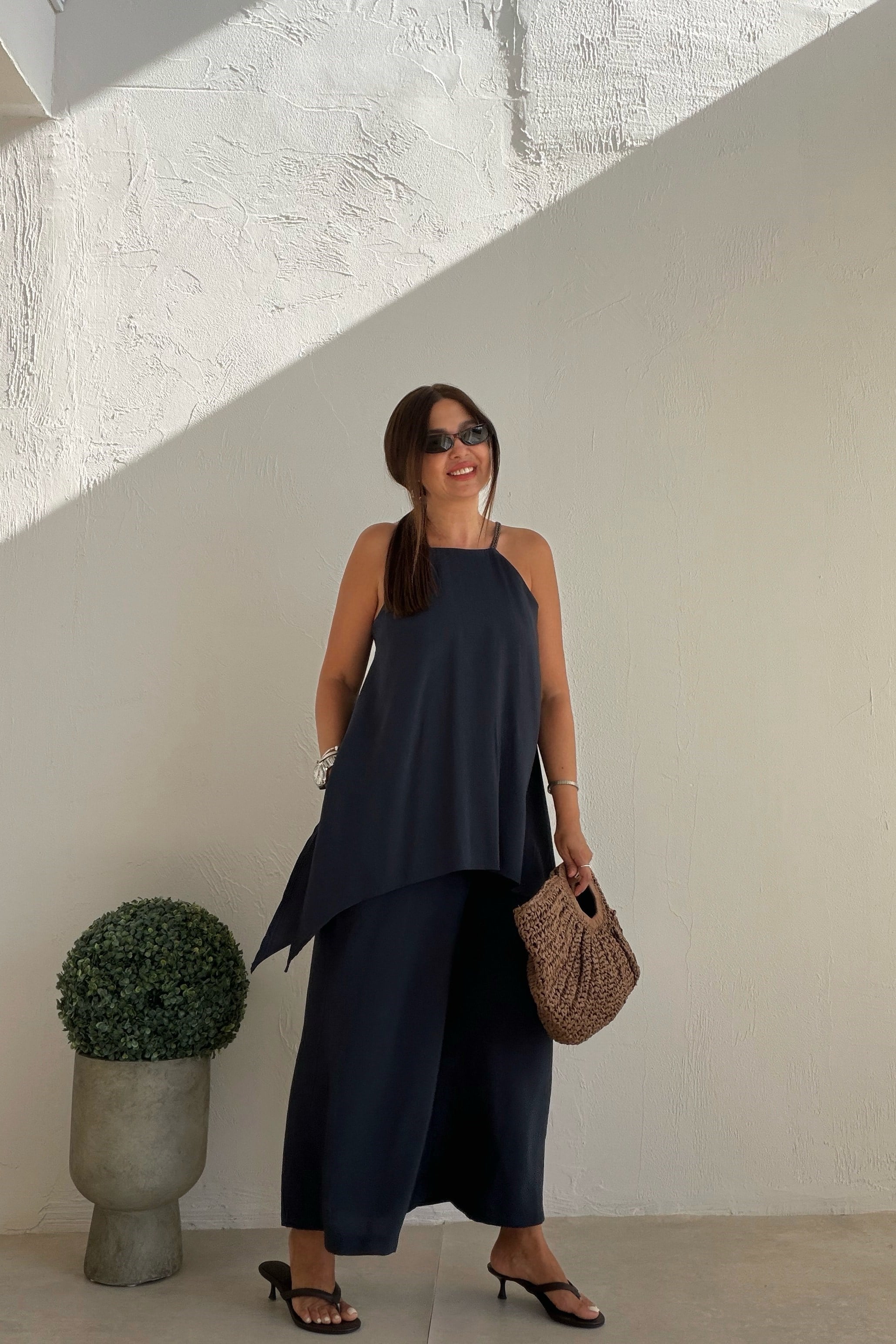 Asimetrik Kesim Tulum LACİVERT