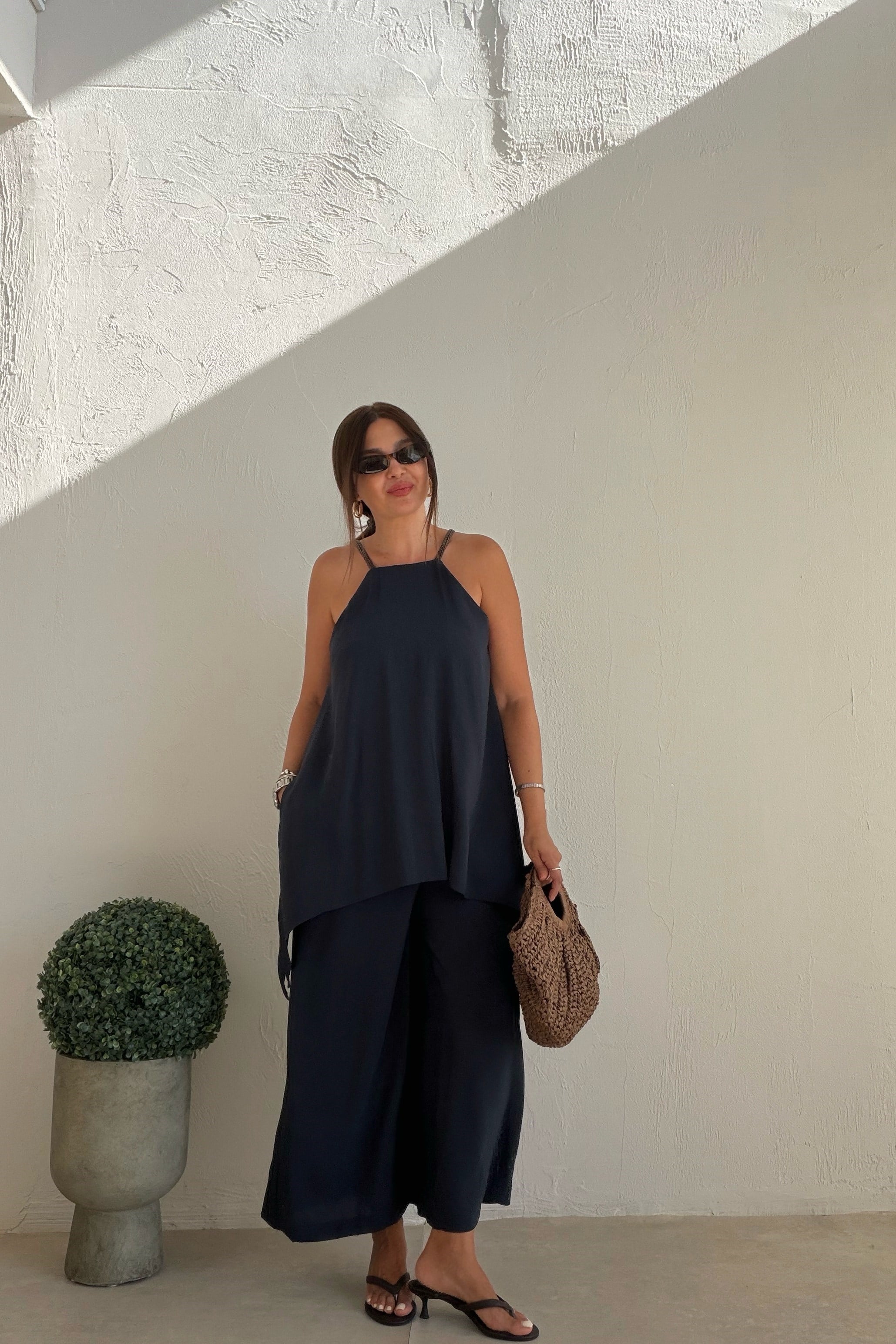 Asimetrik Kesim Tulum LACİVERT