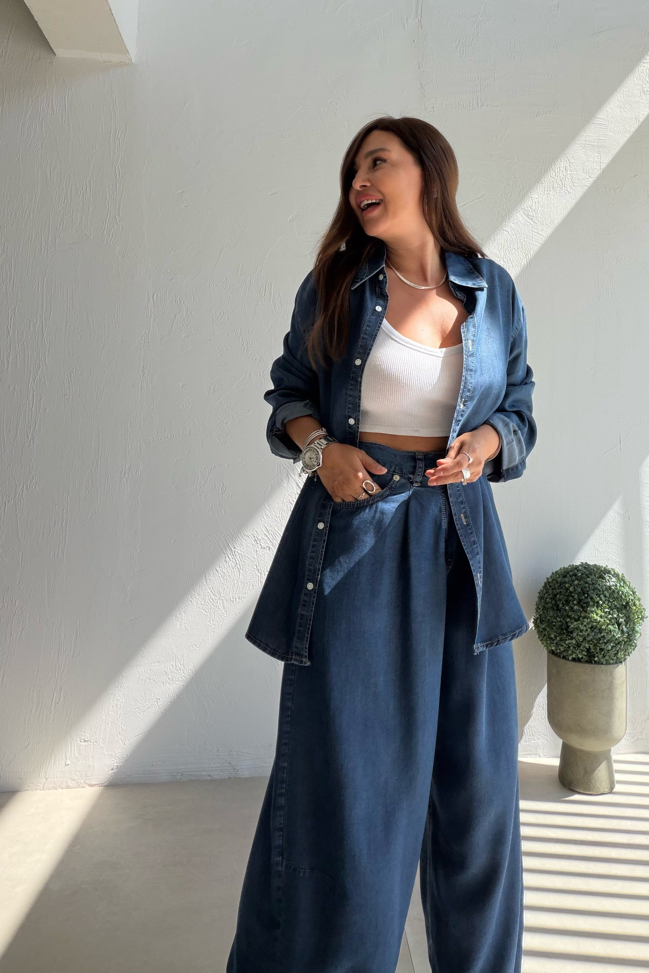 Balon Kalıp Denim Takım MAVİ