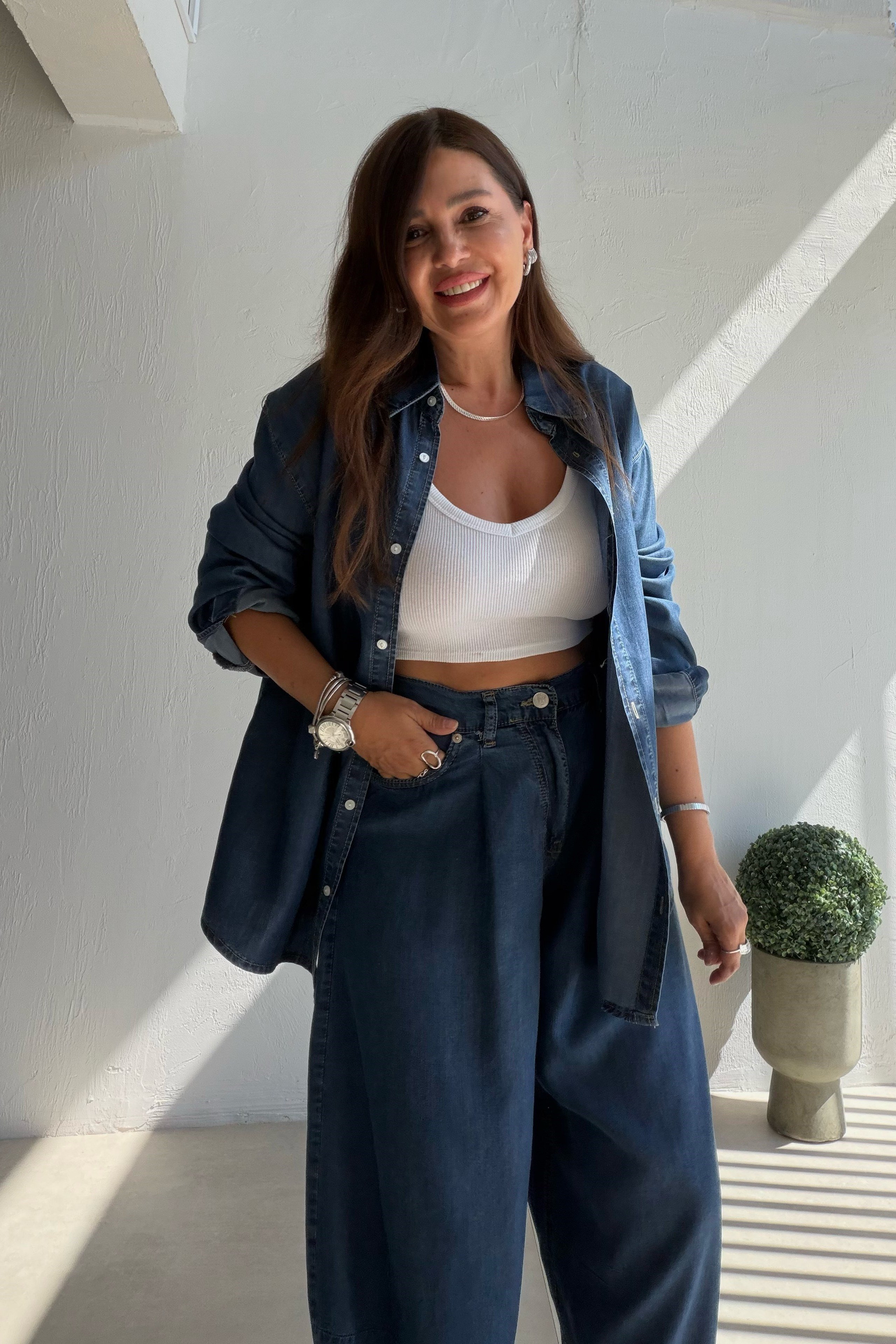 Balon Kalıp Denim Takım MAVİ