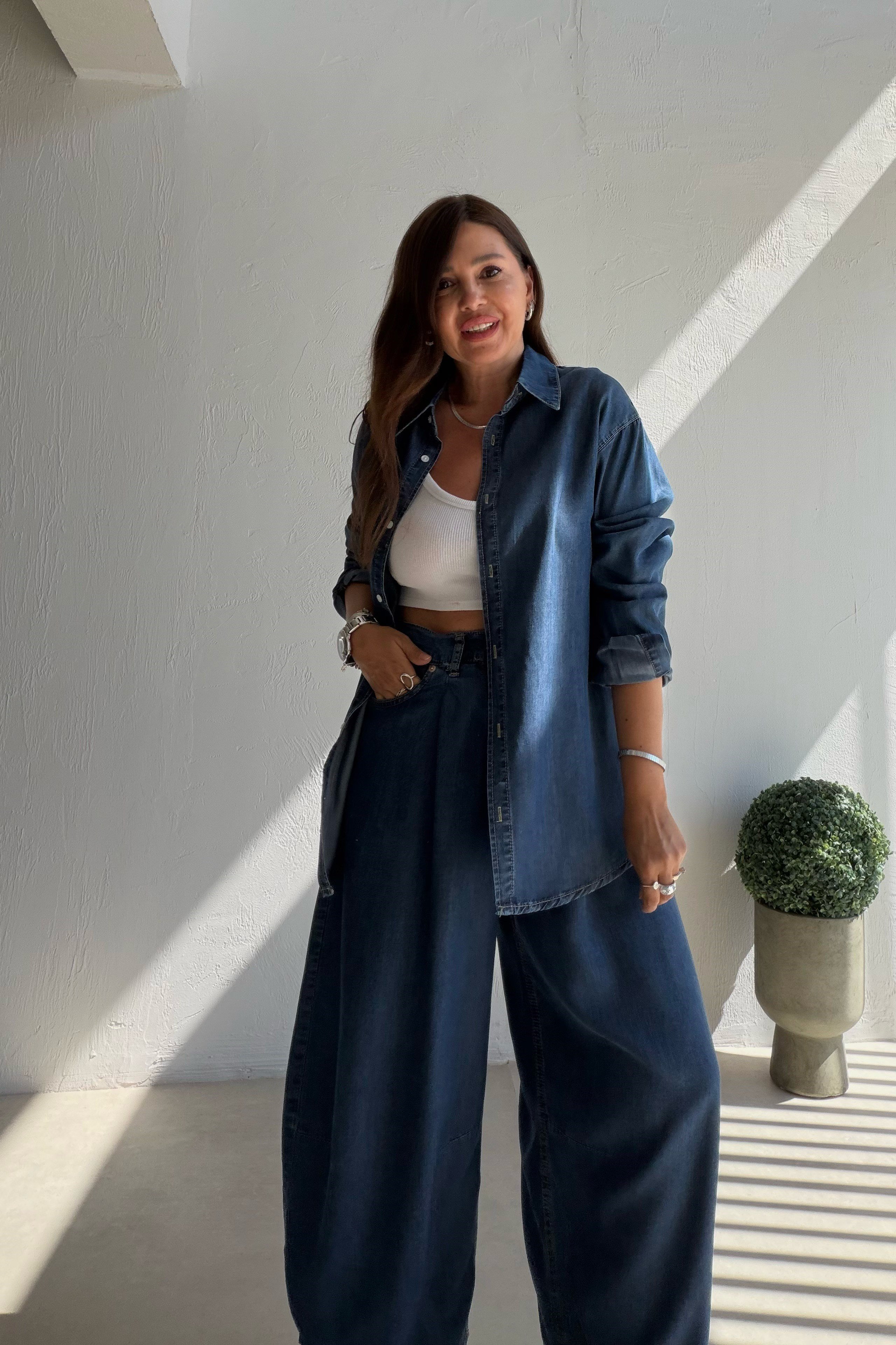 Balon Kalıp Denim Takım MAVİ