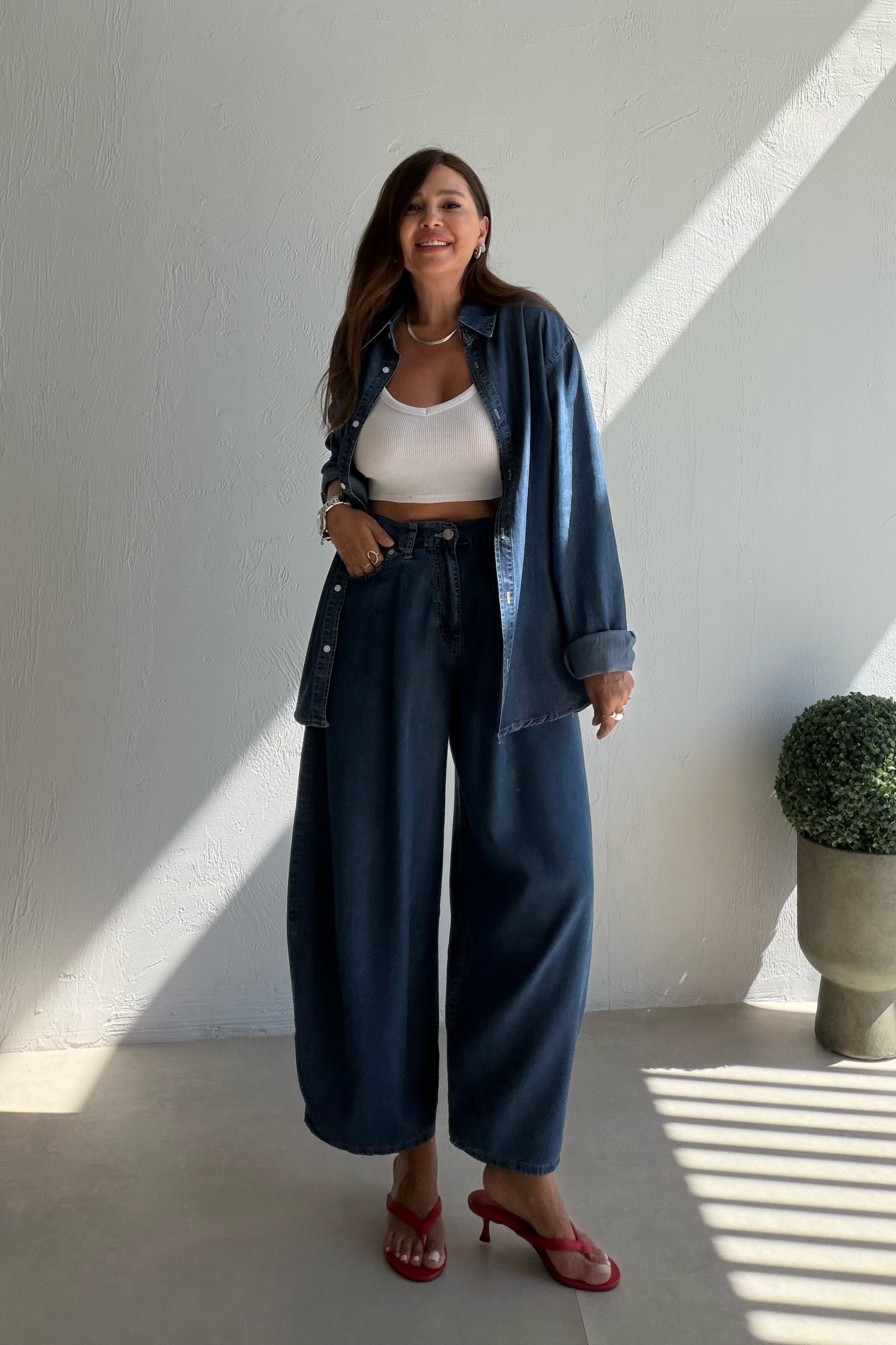 Balon Kalıp Denim Takım MAVİ