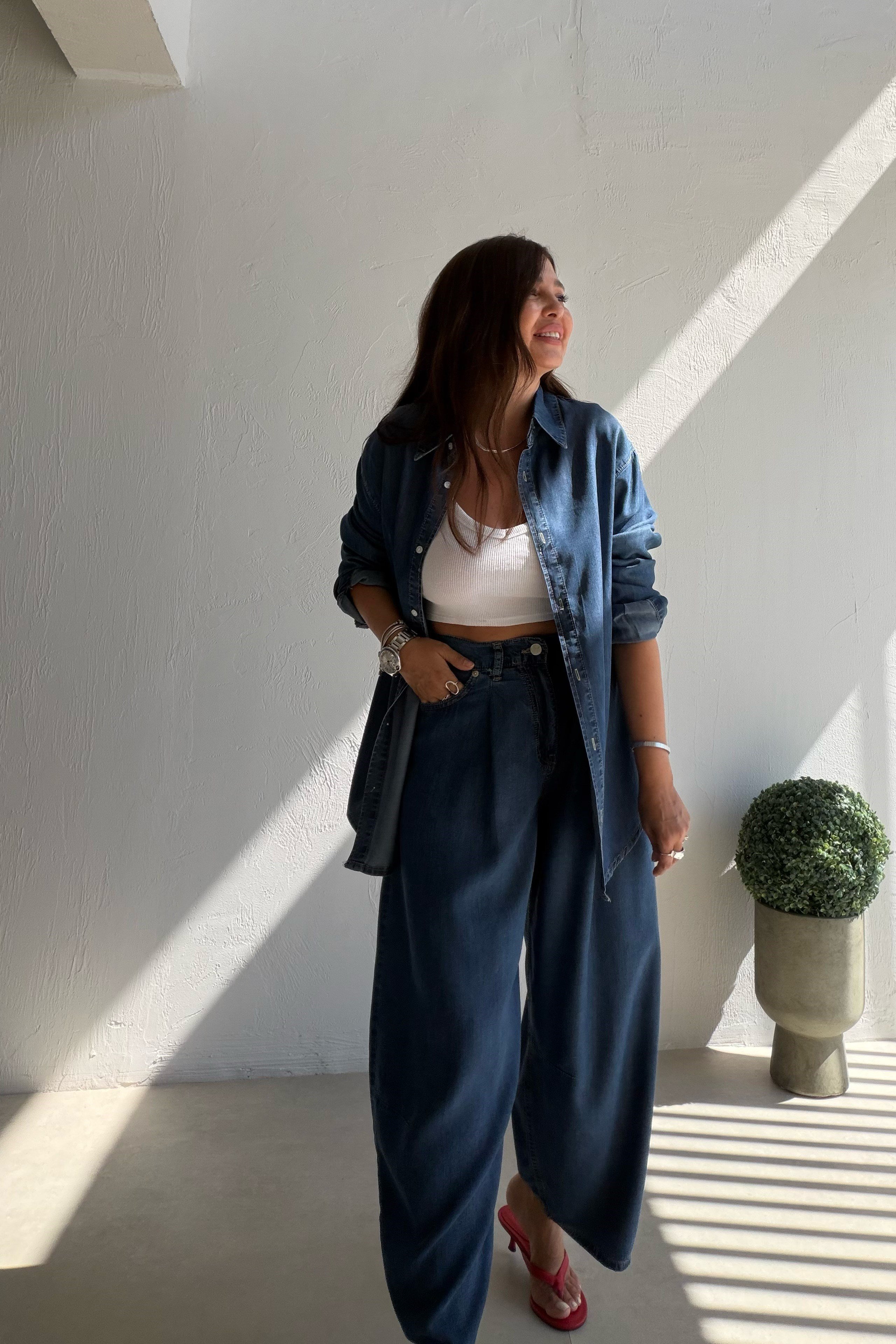 Balon Kalıp Denim Takım MAVİ