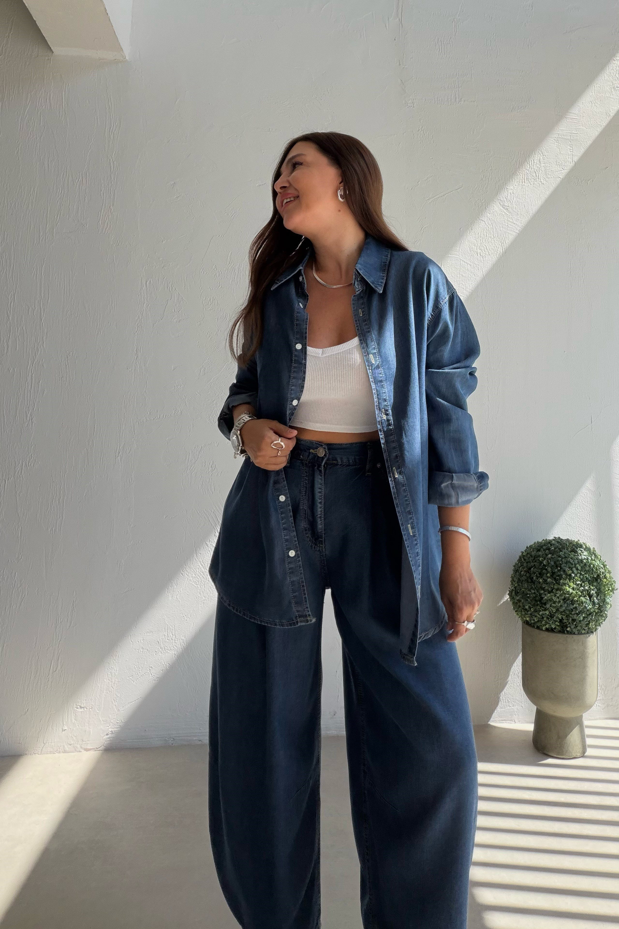 Balon Kalıp Denim Takım MAVİ