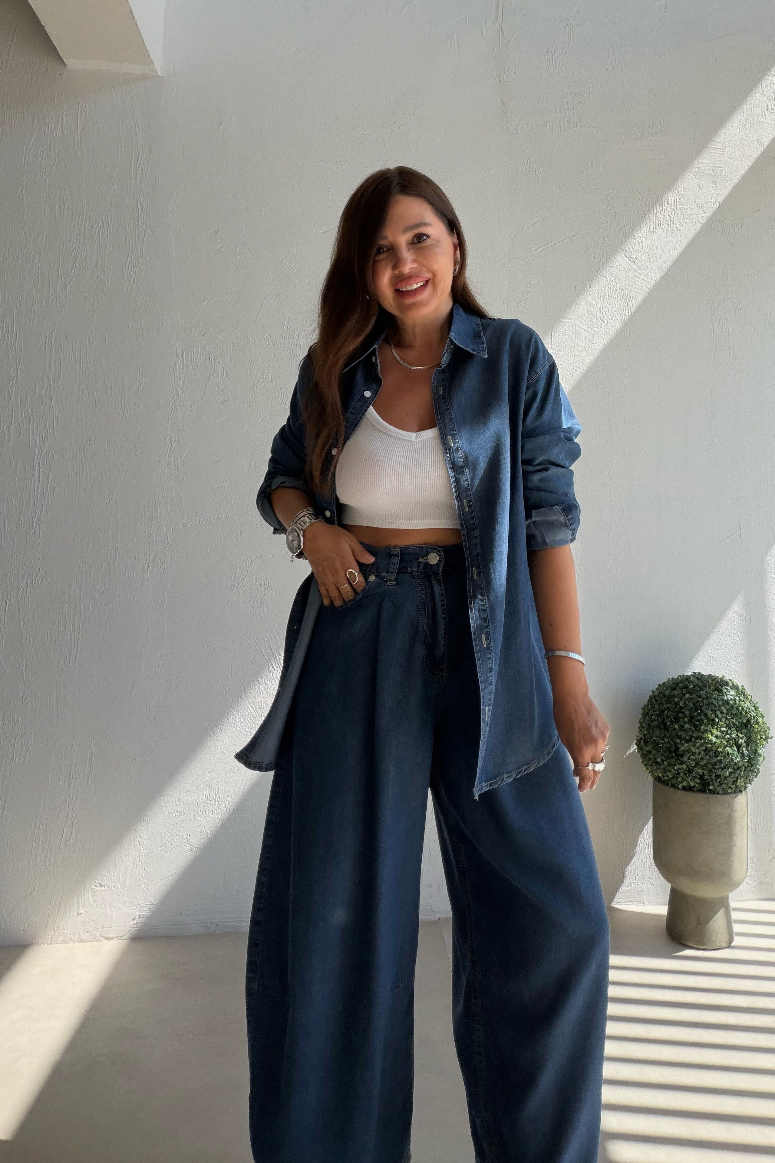 Balon Kalıp Denim Takım MAVİ