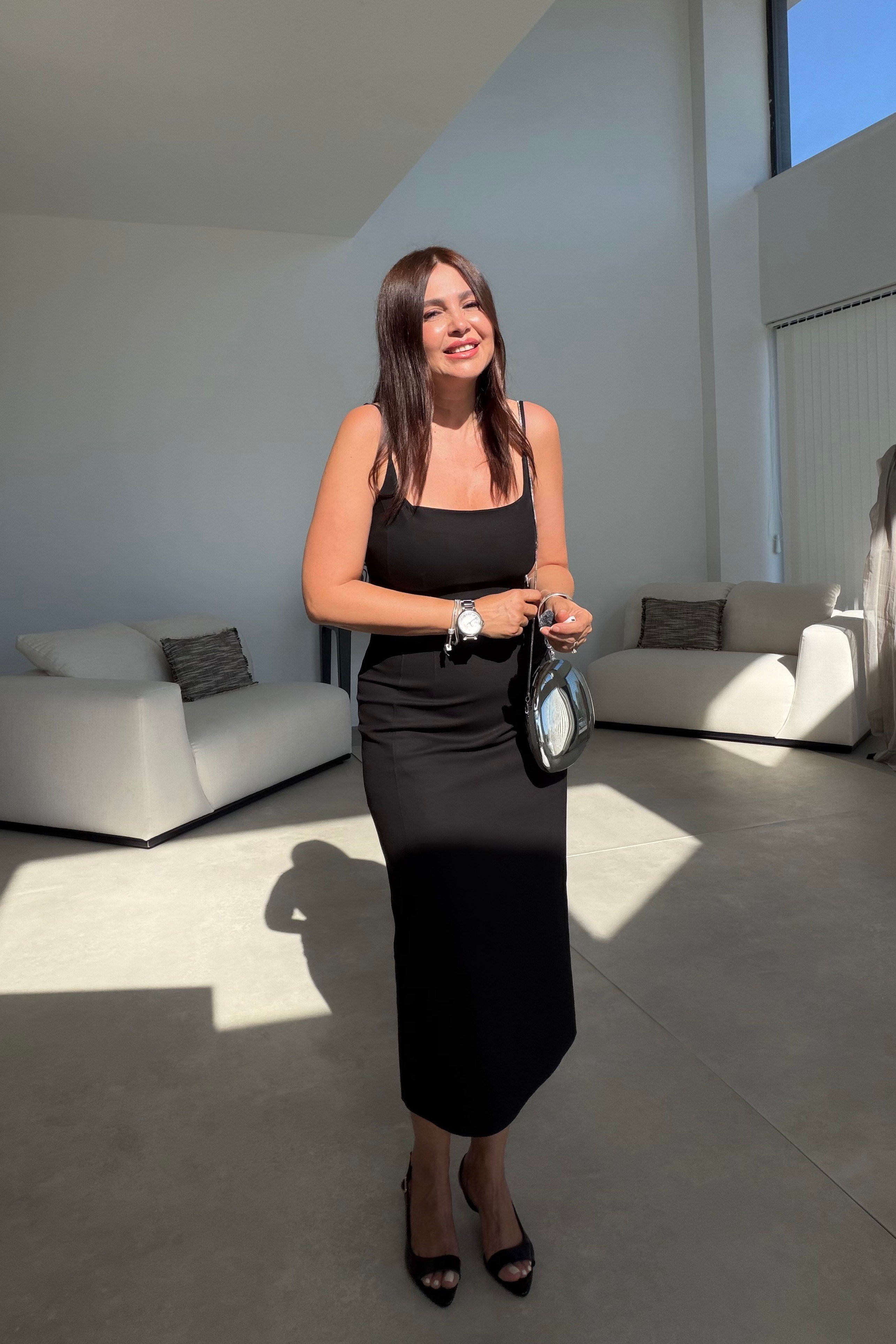 Basic Askılı Midi Elbise SİYAH