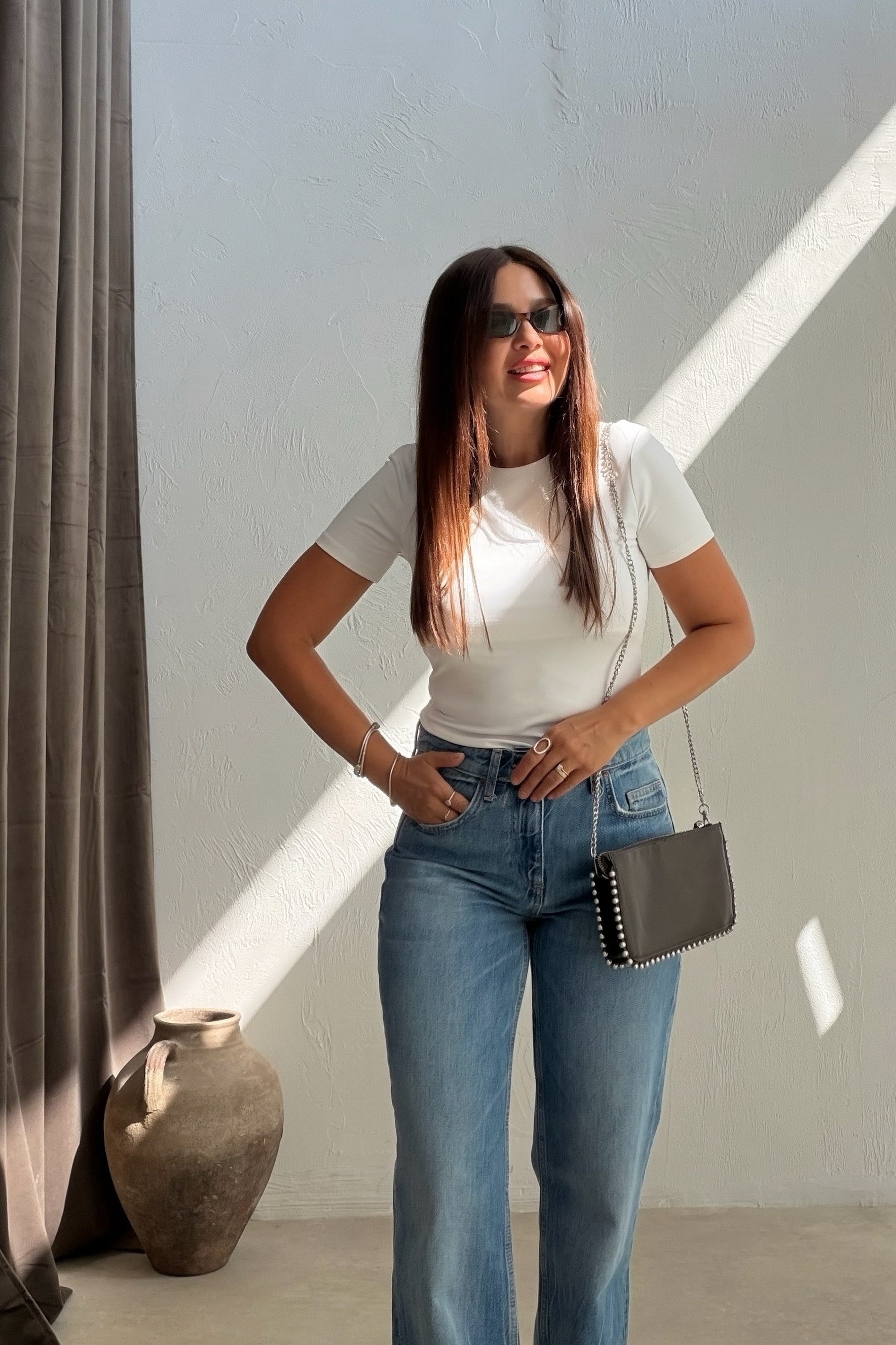 Basıc Kısa Kollu Body BEYAZ