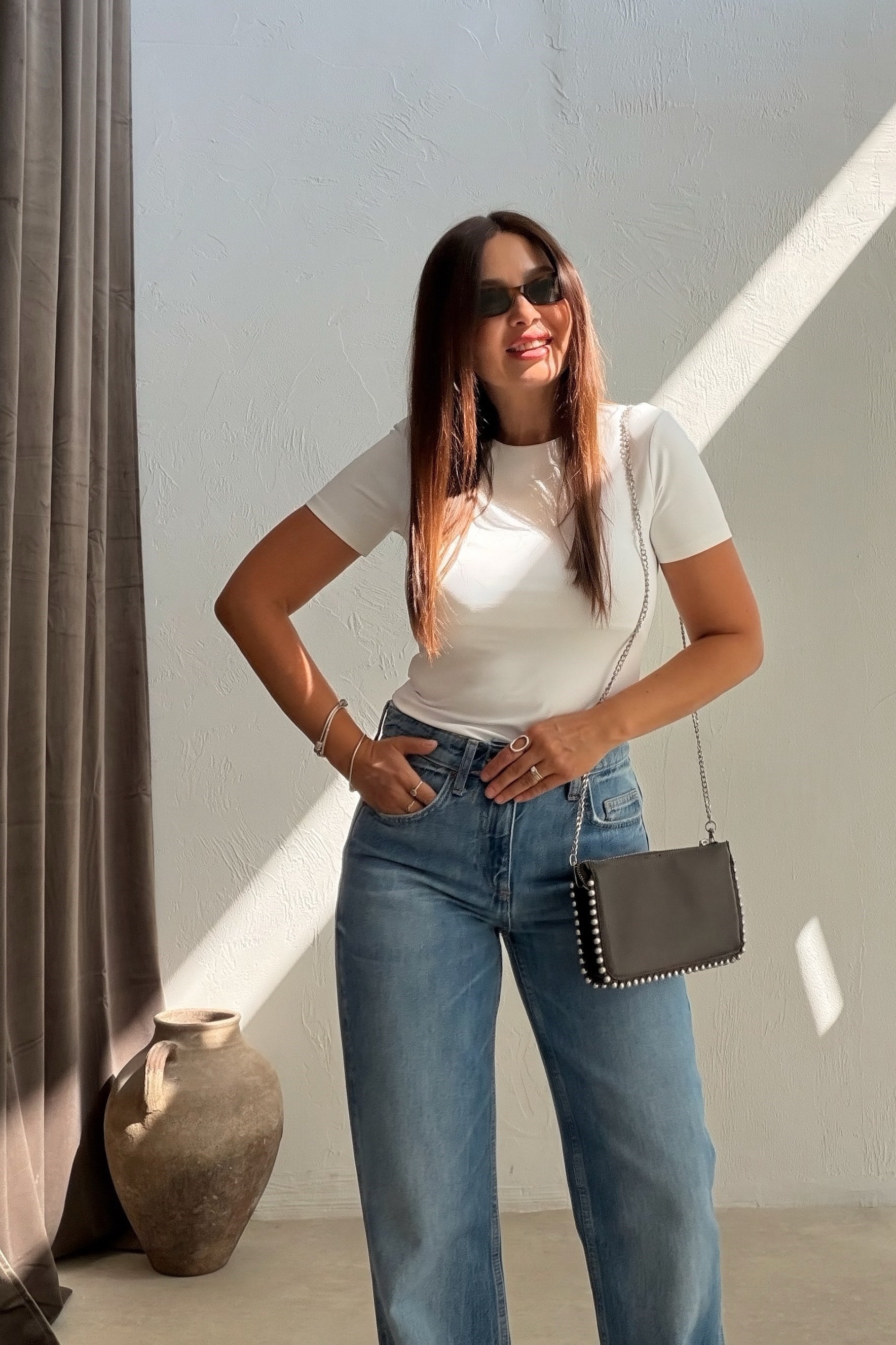 Basıc Kısa Kollu Body BEYAZ