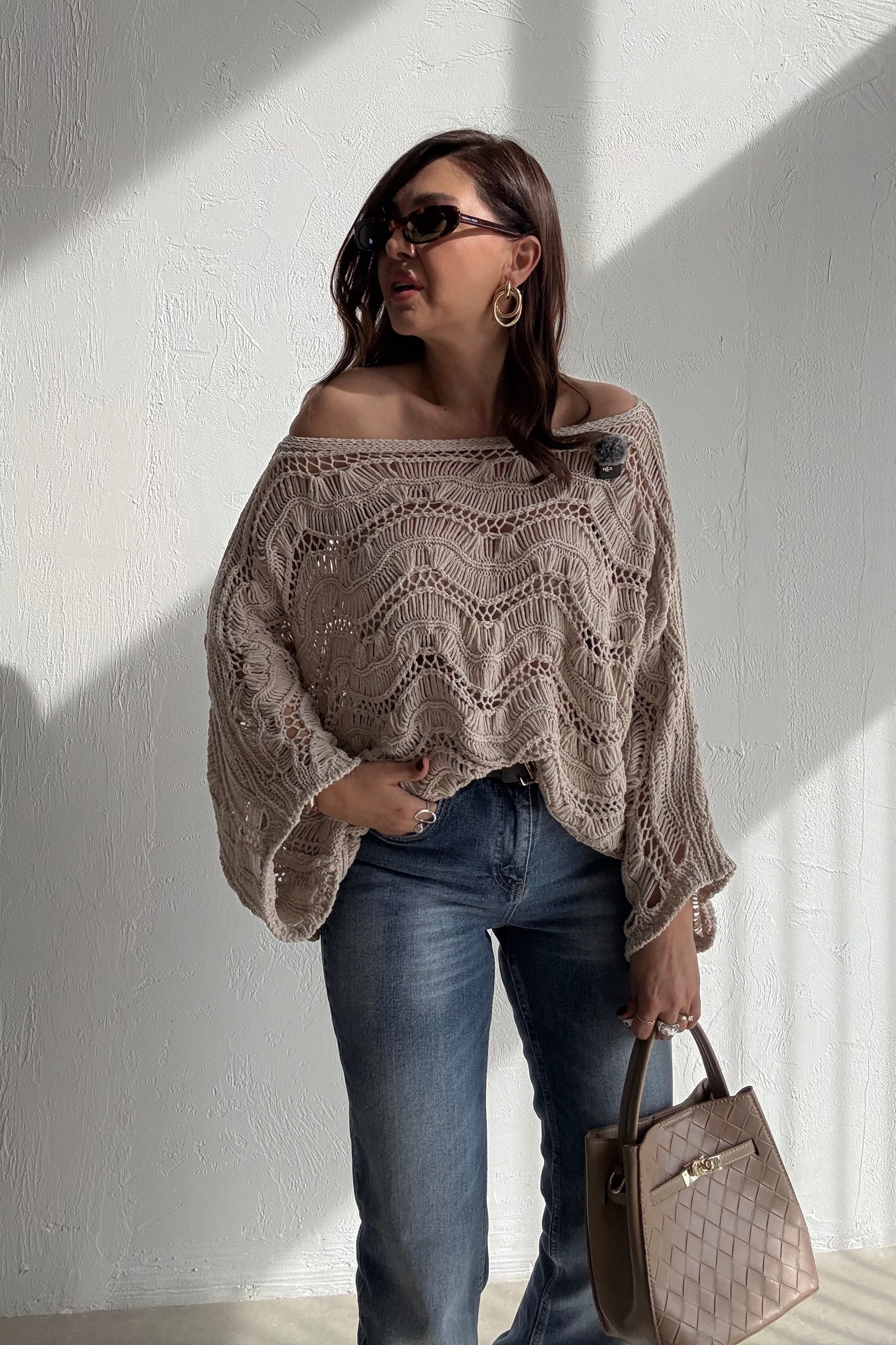 Bej Ajurlu Triko Bluz 