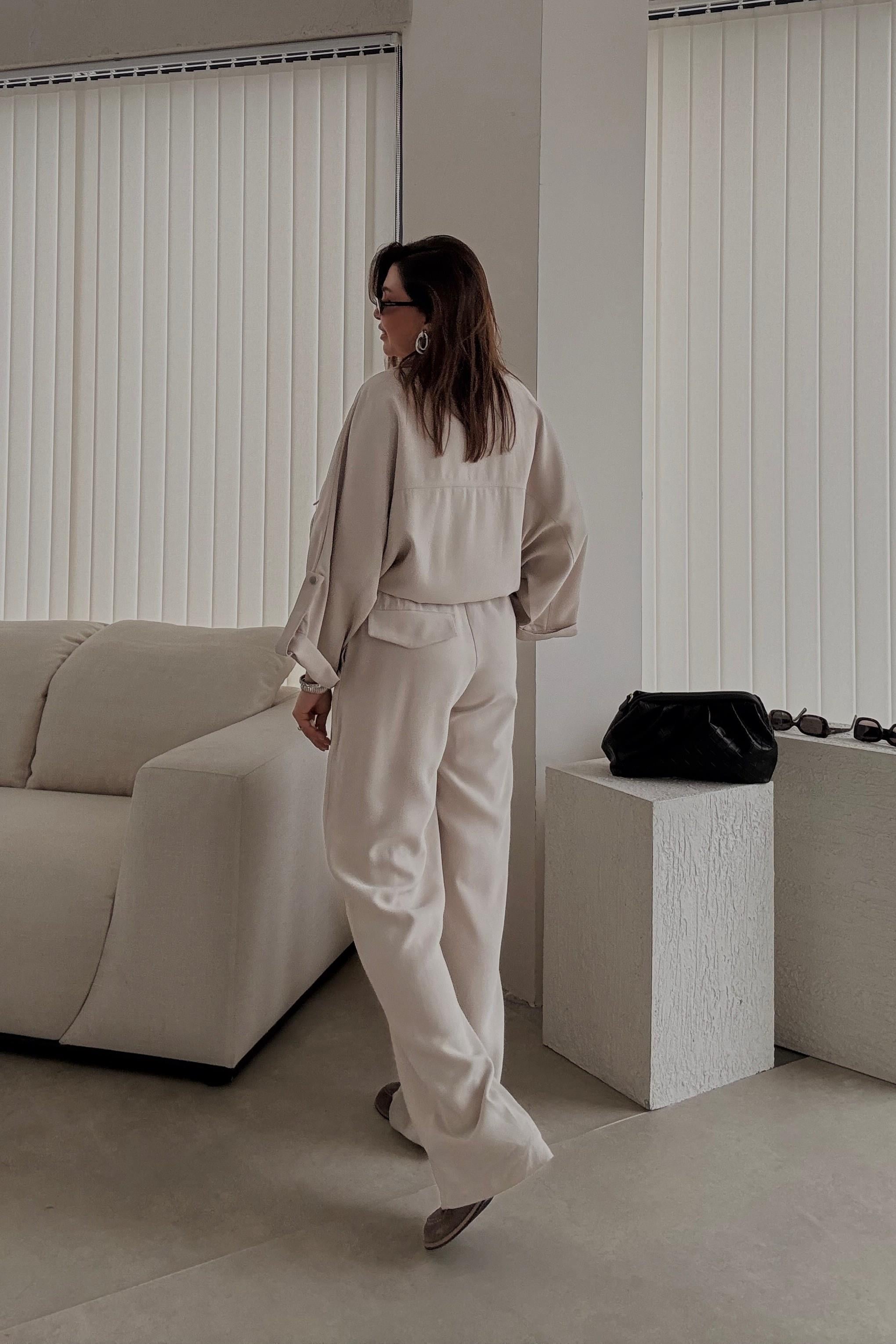 Bej Comfort Gömlek Pantolon Takım 