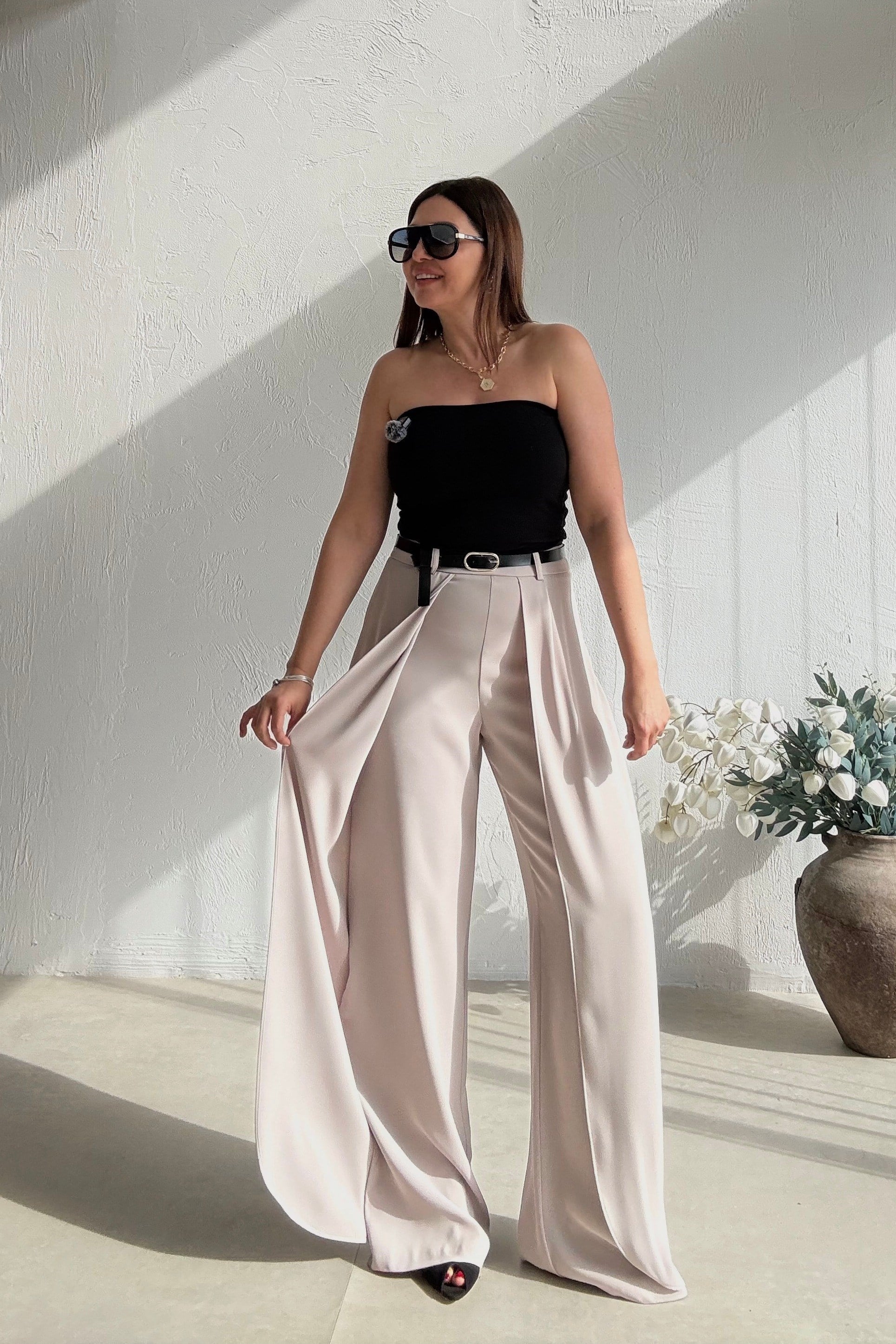 Bej Pelerin Pantolon 