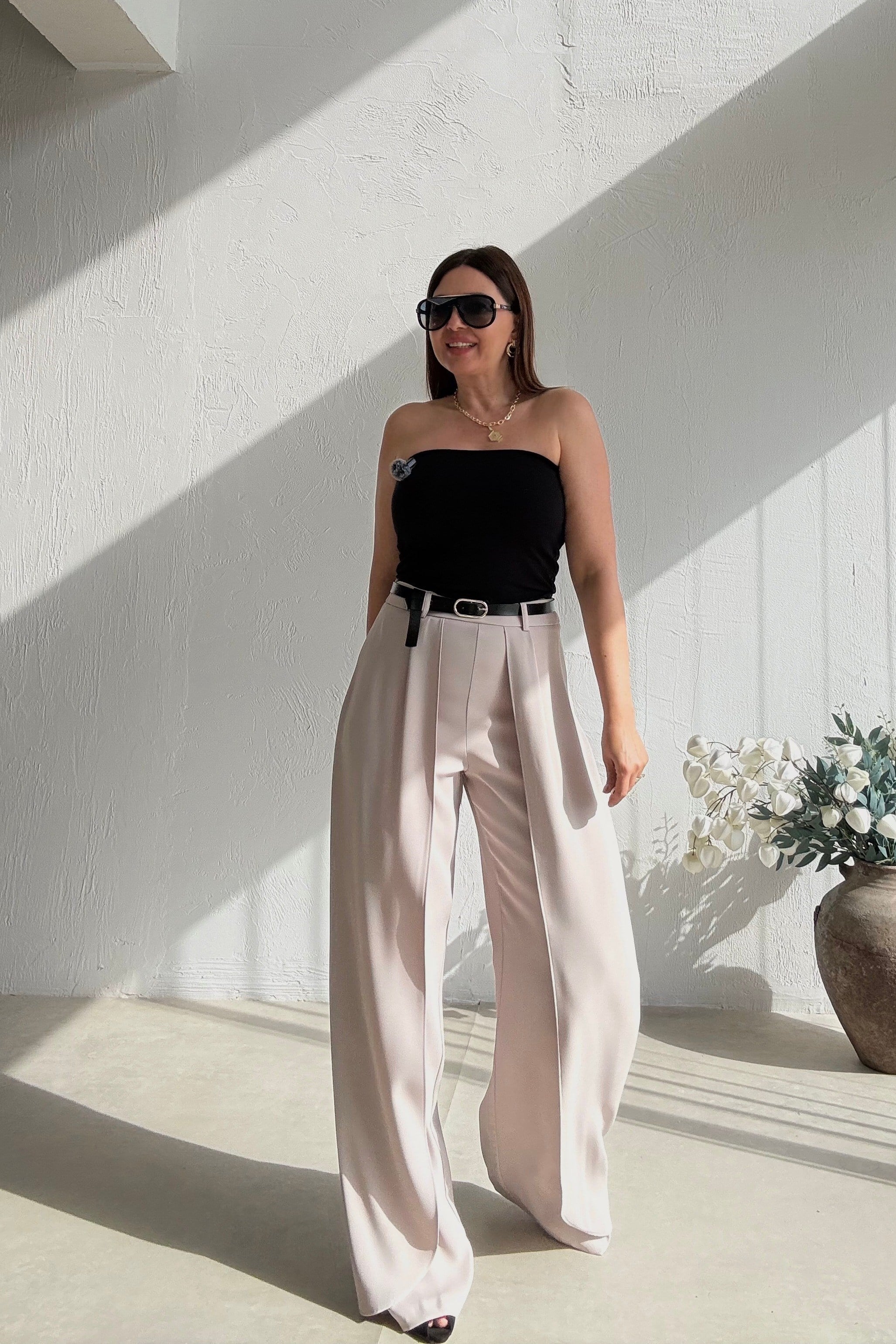 Bej Pelerin Pantolon 