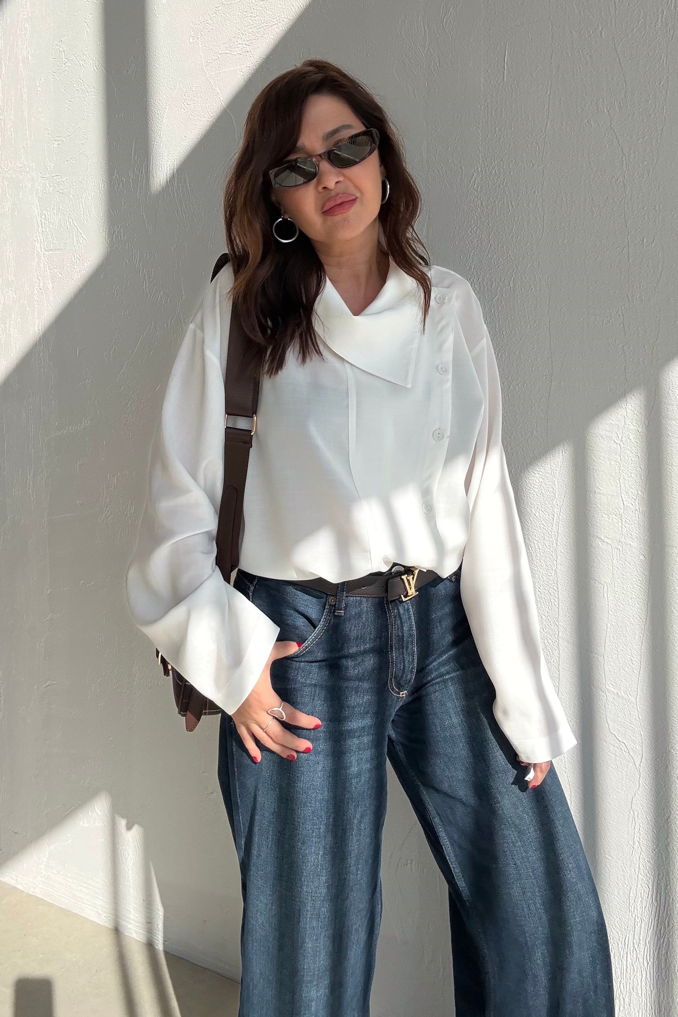 Beyaz Asimetrik Gömlek 