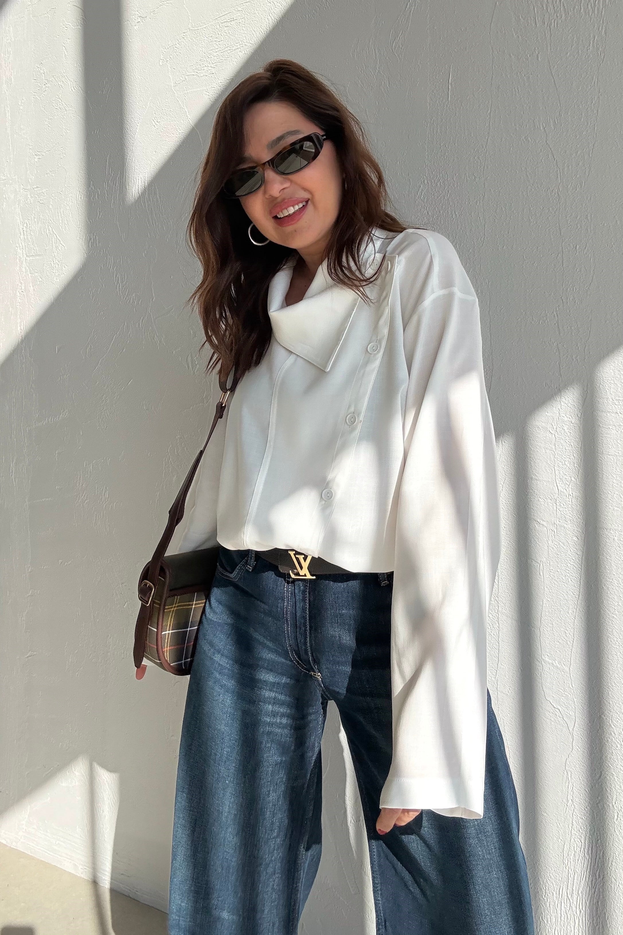 Beyaz Asimetrik Gömlek 