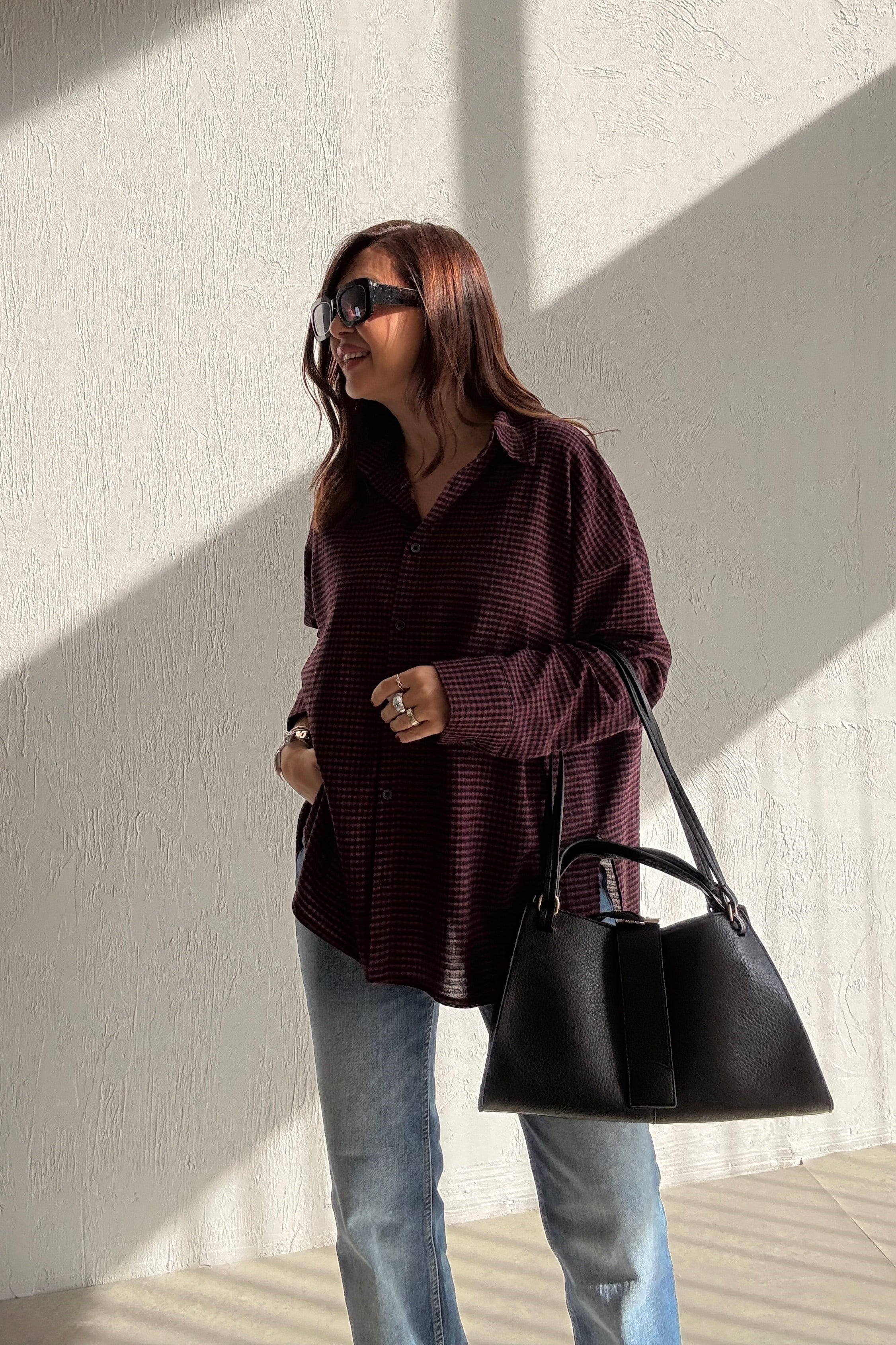 Bordo Pötikareli Gömlek 