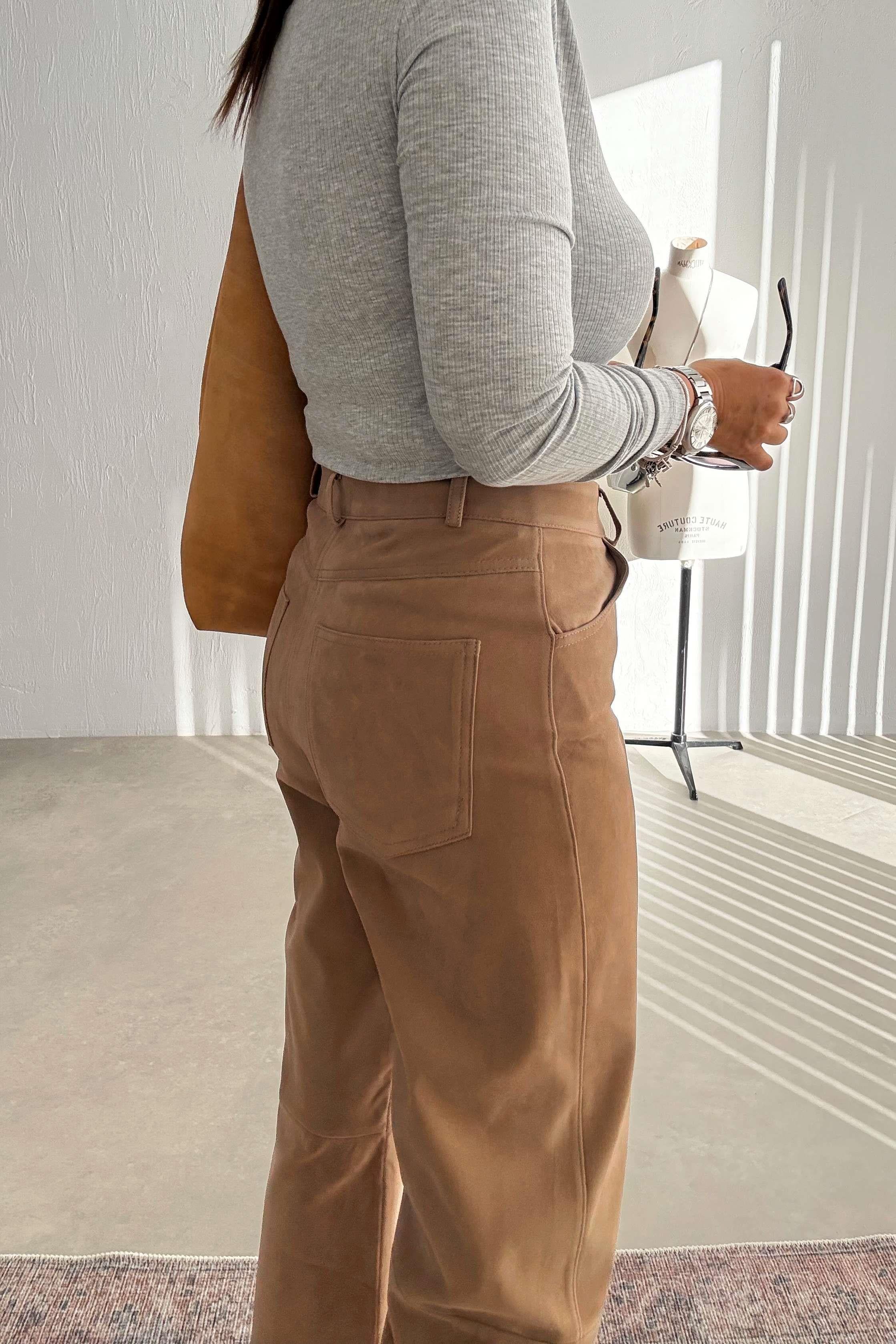 Camel Rengi Süet Pantolon 