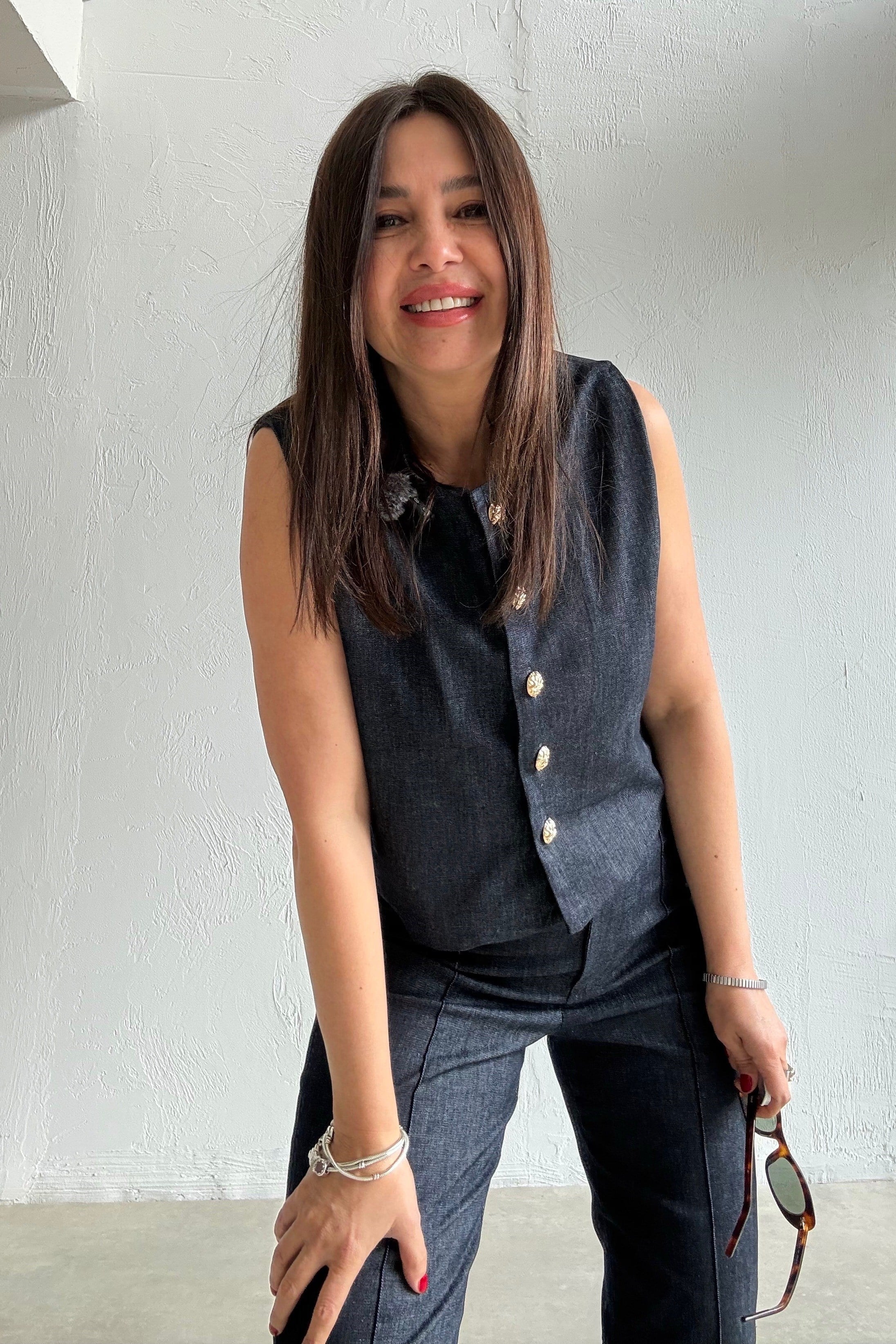 Denim Kolsuz Yelek Pantolon Takım LACİVERT
