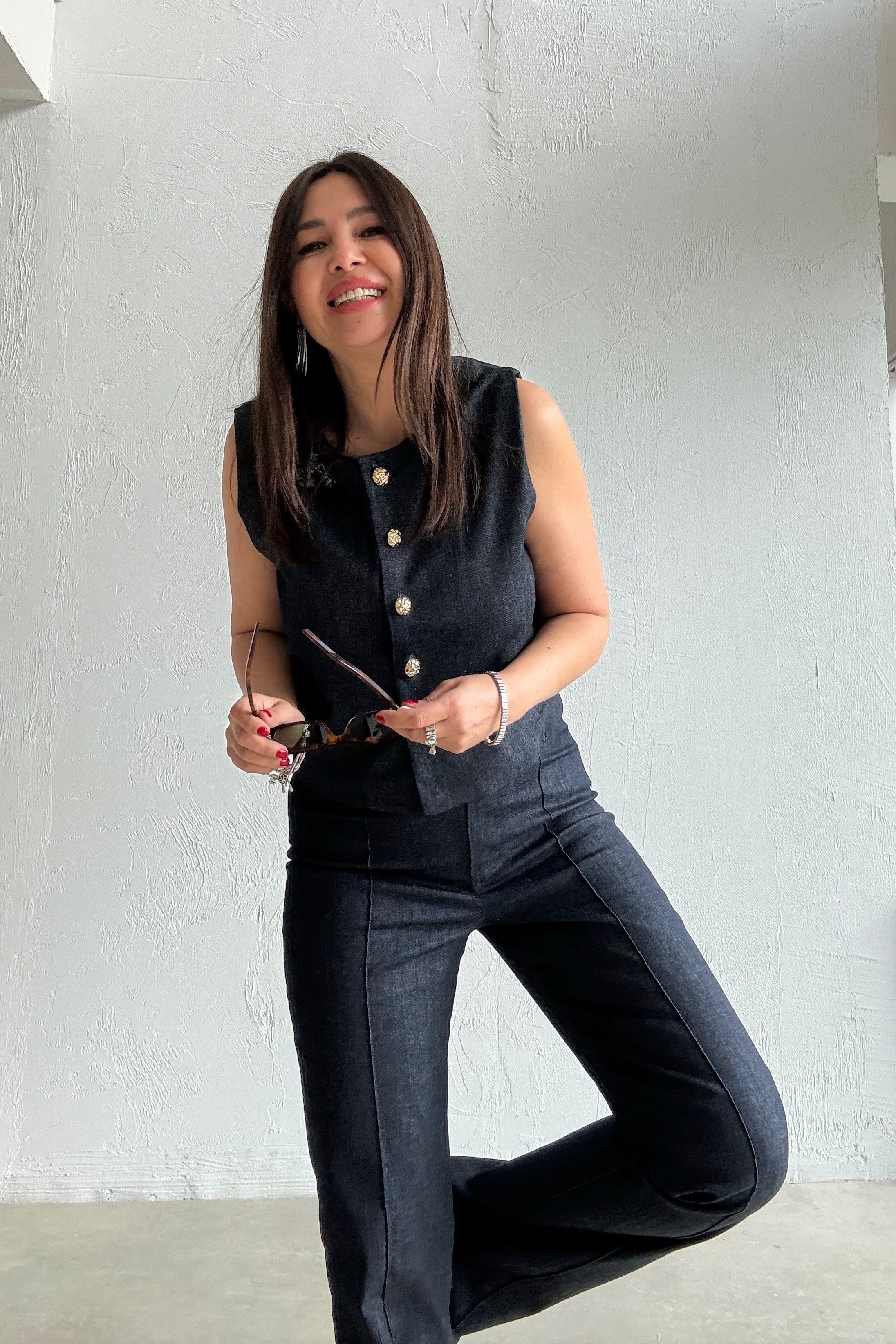 Denim Kolsuz Yelek Pantolon Takım LACİVERT