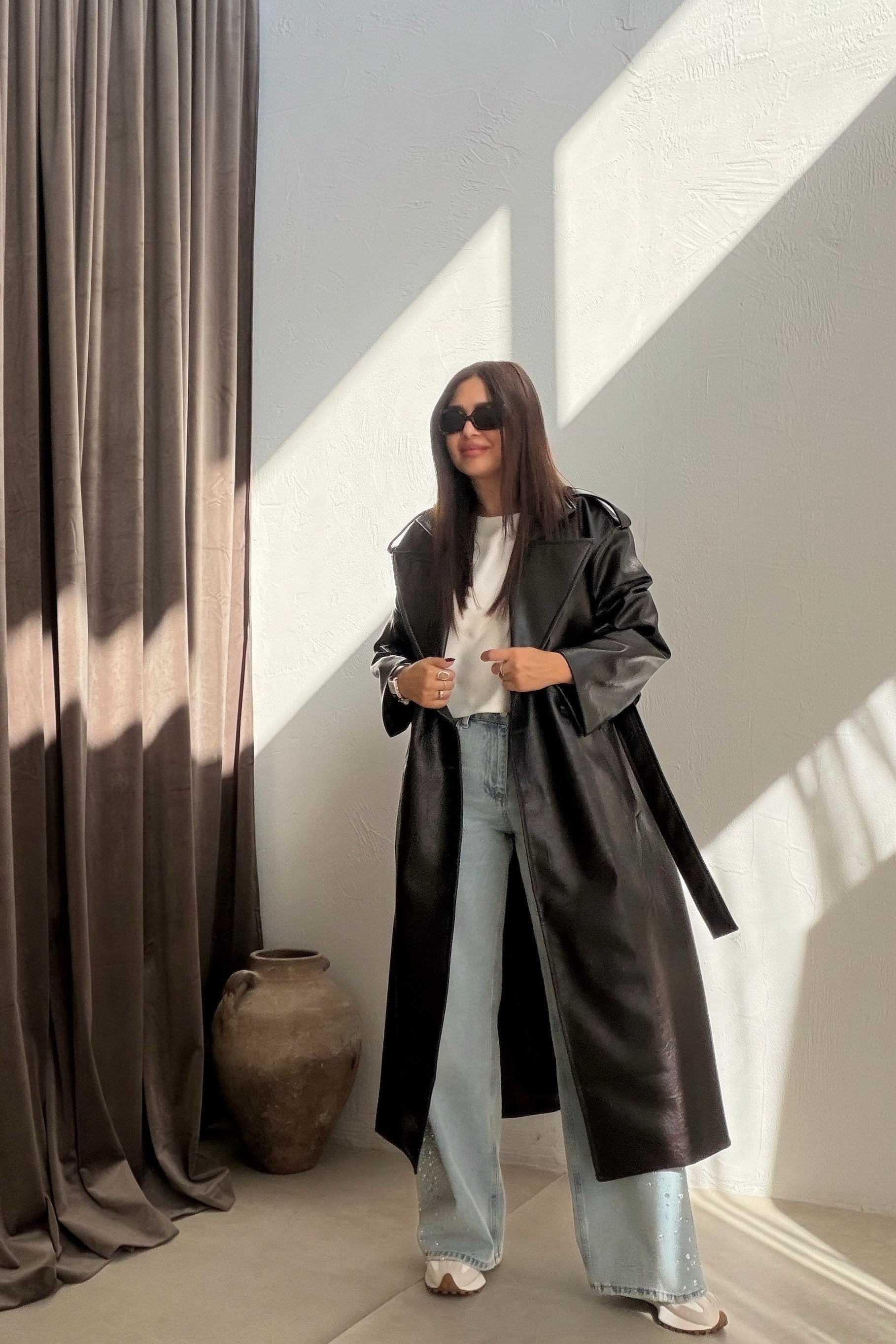 Deri Uzun Trenchcoat ACI KAHVE