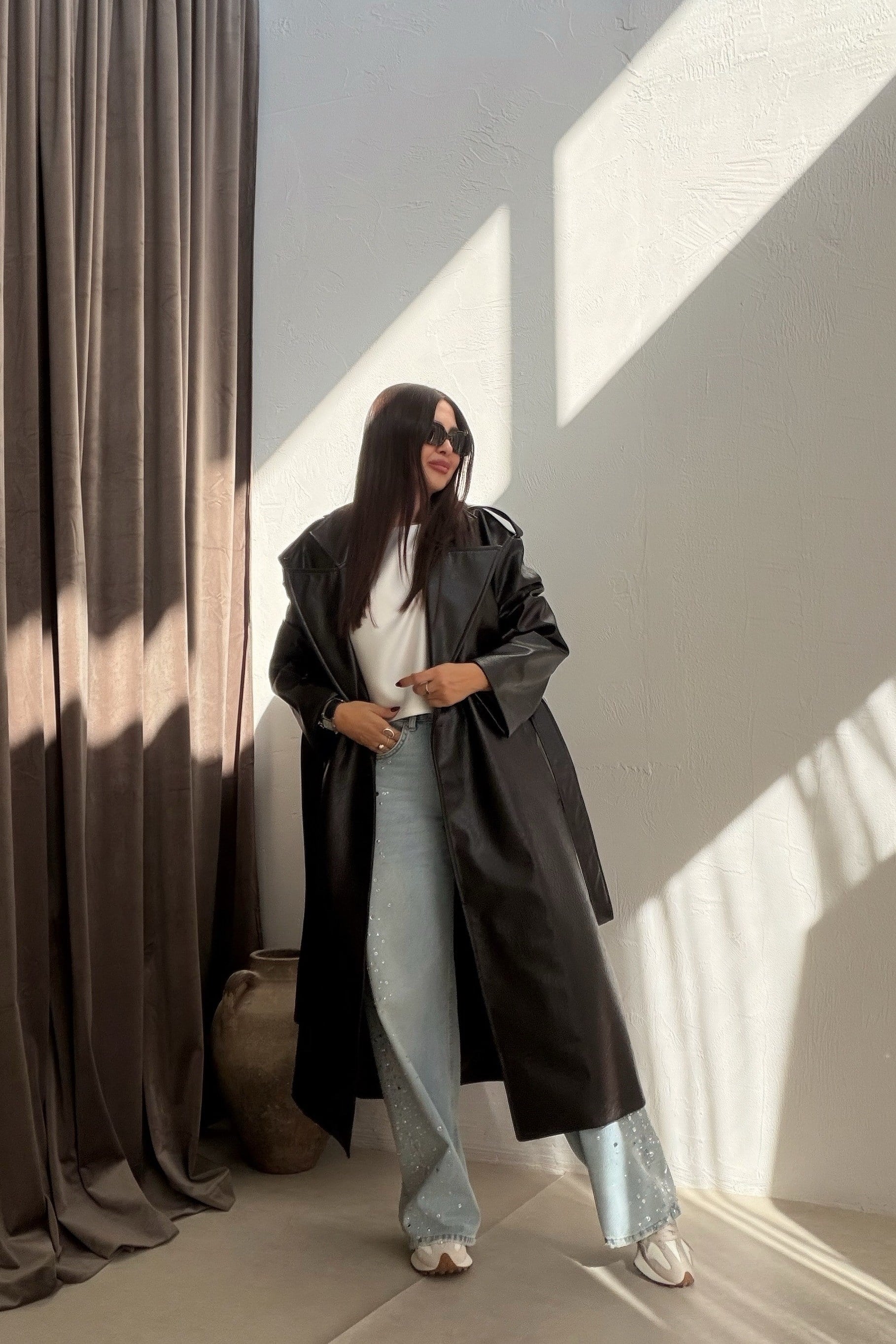 Deri Uzun Trenchcoat ACI KAHVE