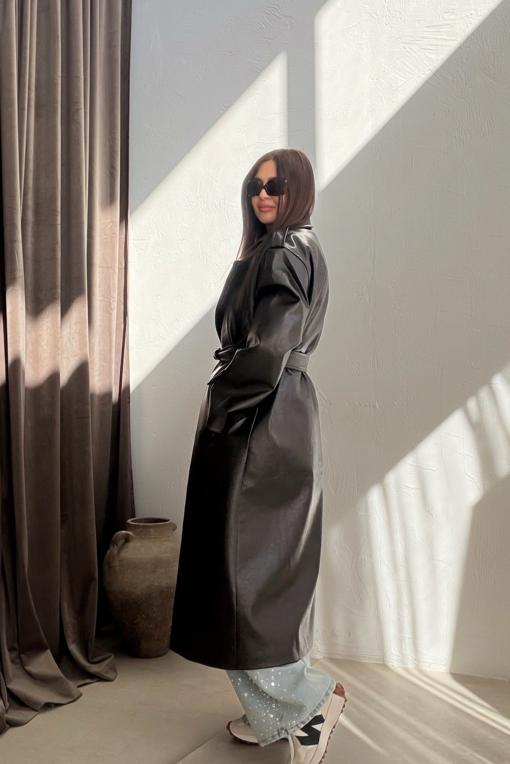 Deri Uzun Trenchcoat ACI KAHVE