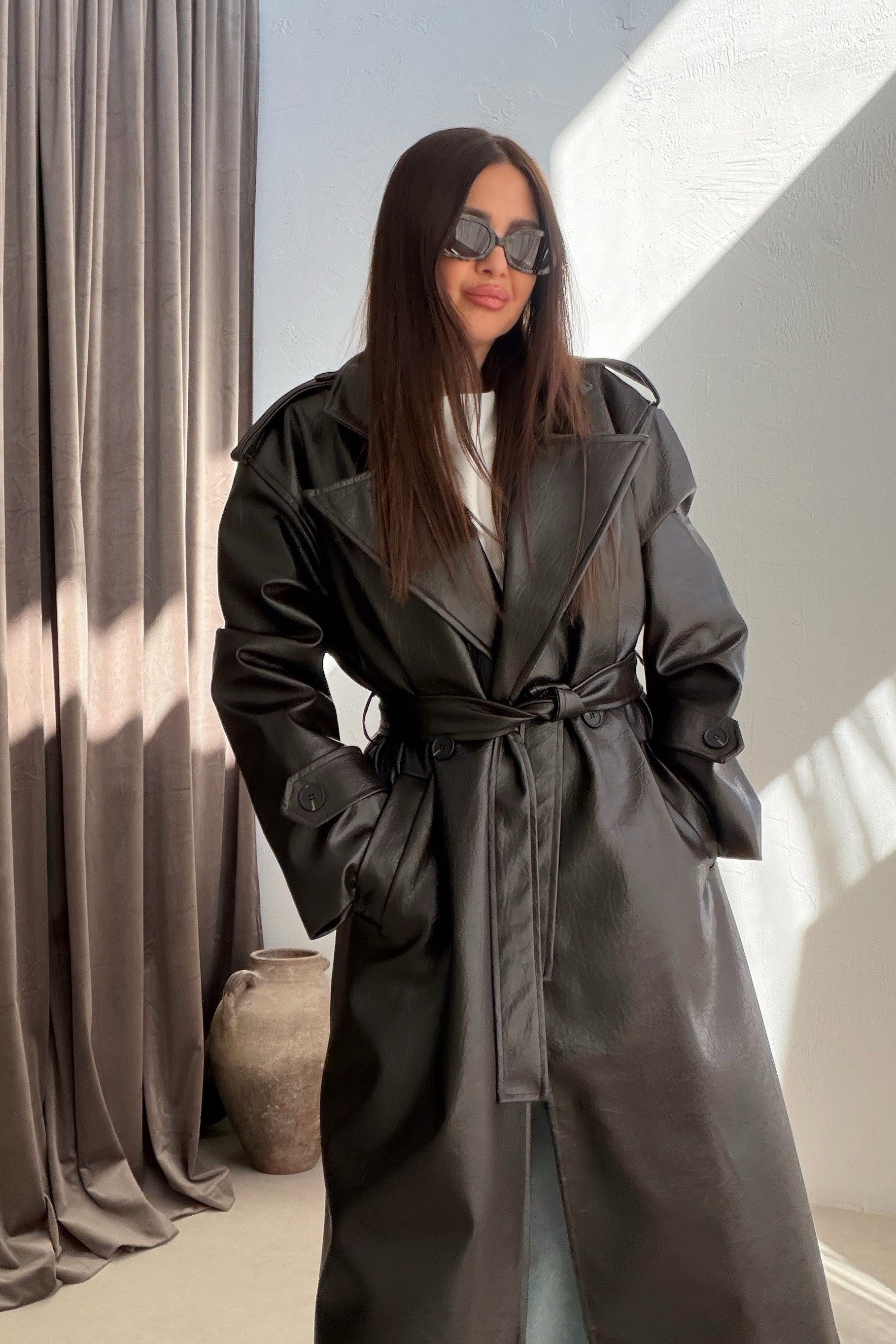 Deri Uzun Trenchcoat ACI KAHVE
