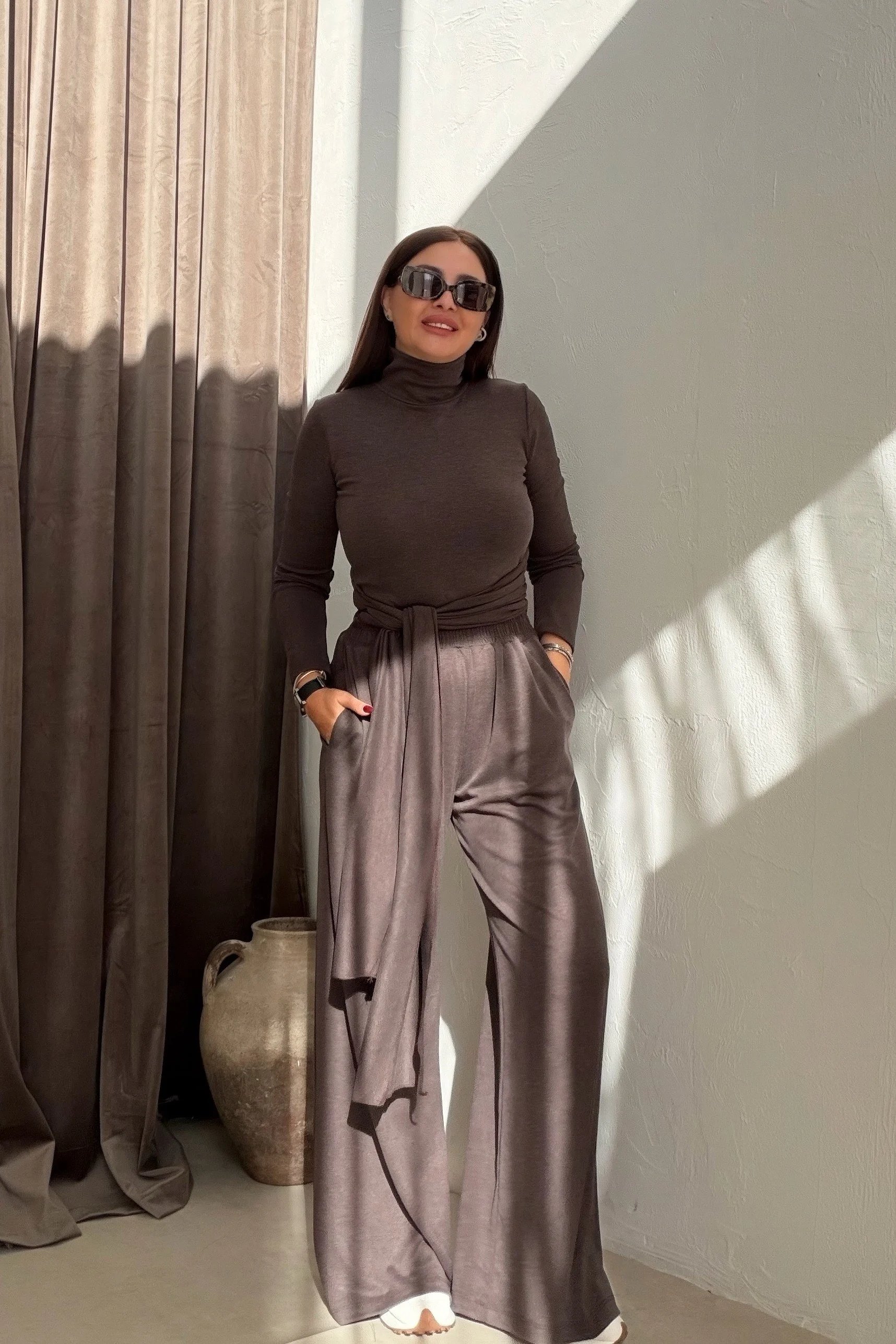 Dik Yaka Bağlamalı Spor Takım KAHVERENGİ