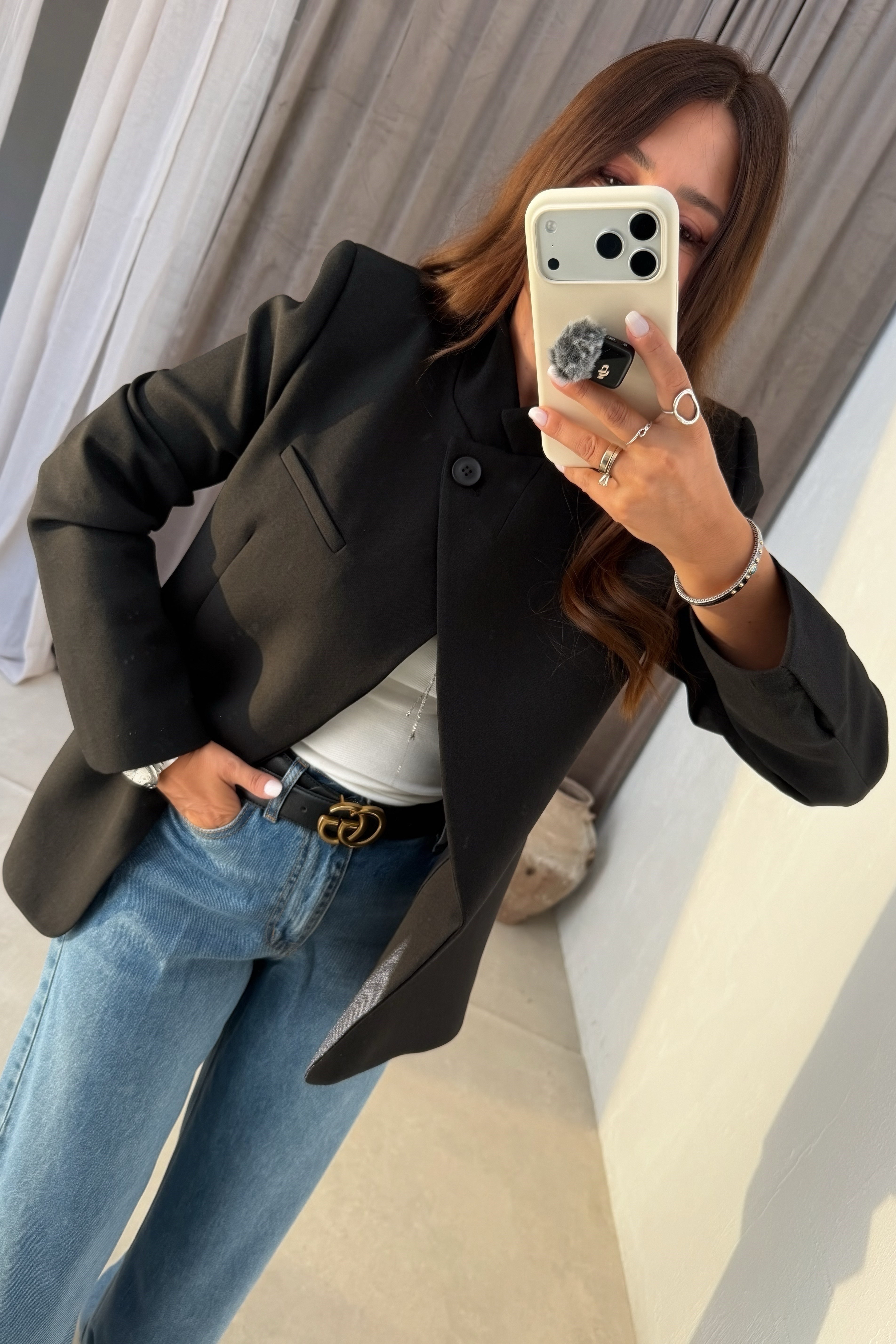 Dik Yaka Blazer Ceket SİYAH