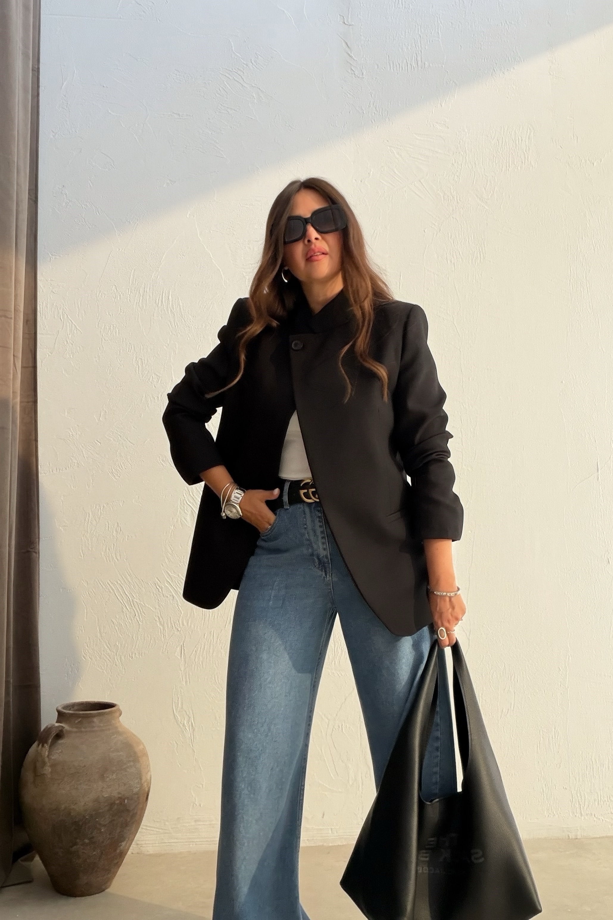 Dik Yaka Blazer Ceket SİYAH