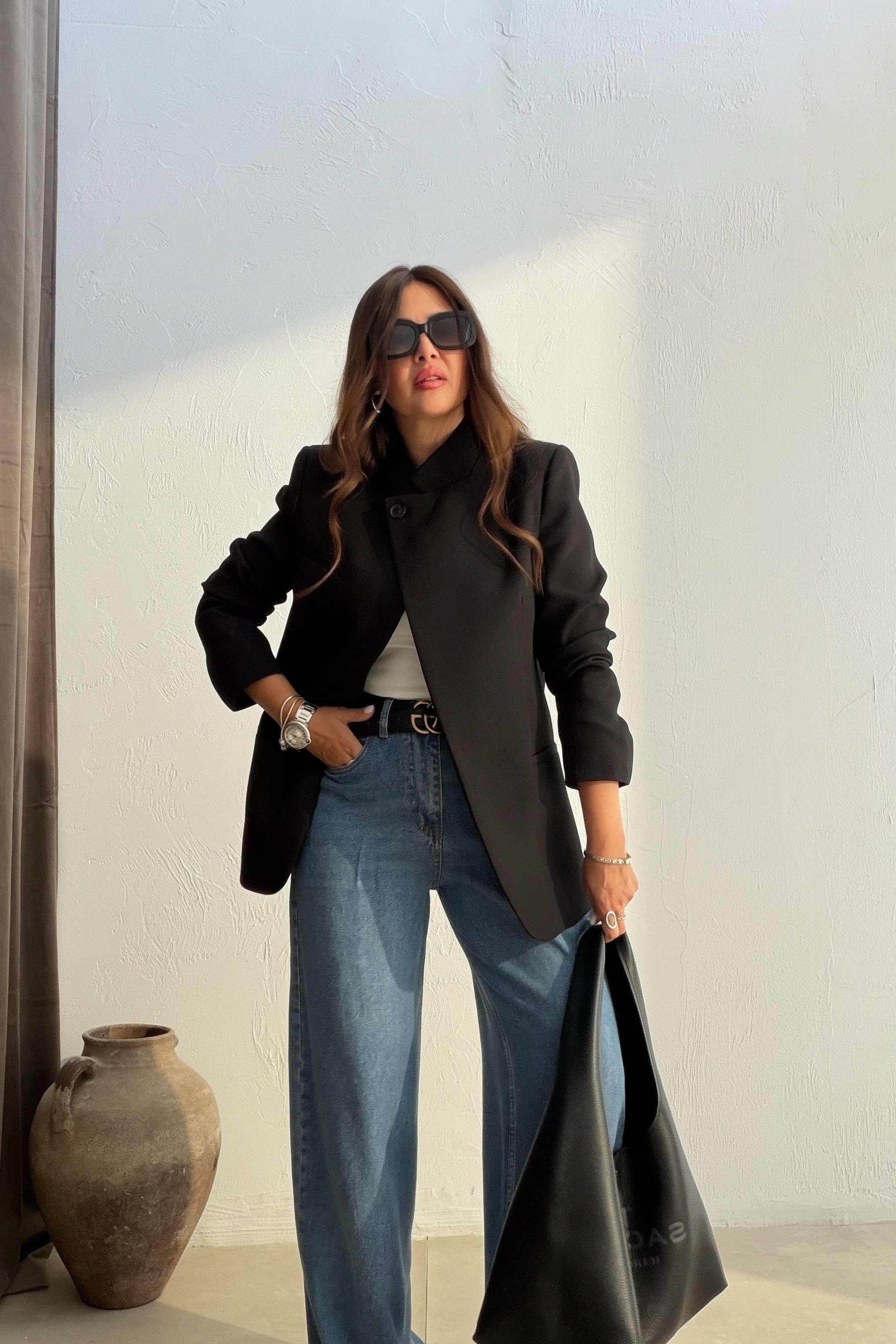Dik Yaka Blazer Ceket SİYAH
