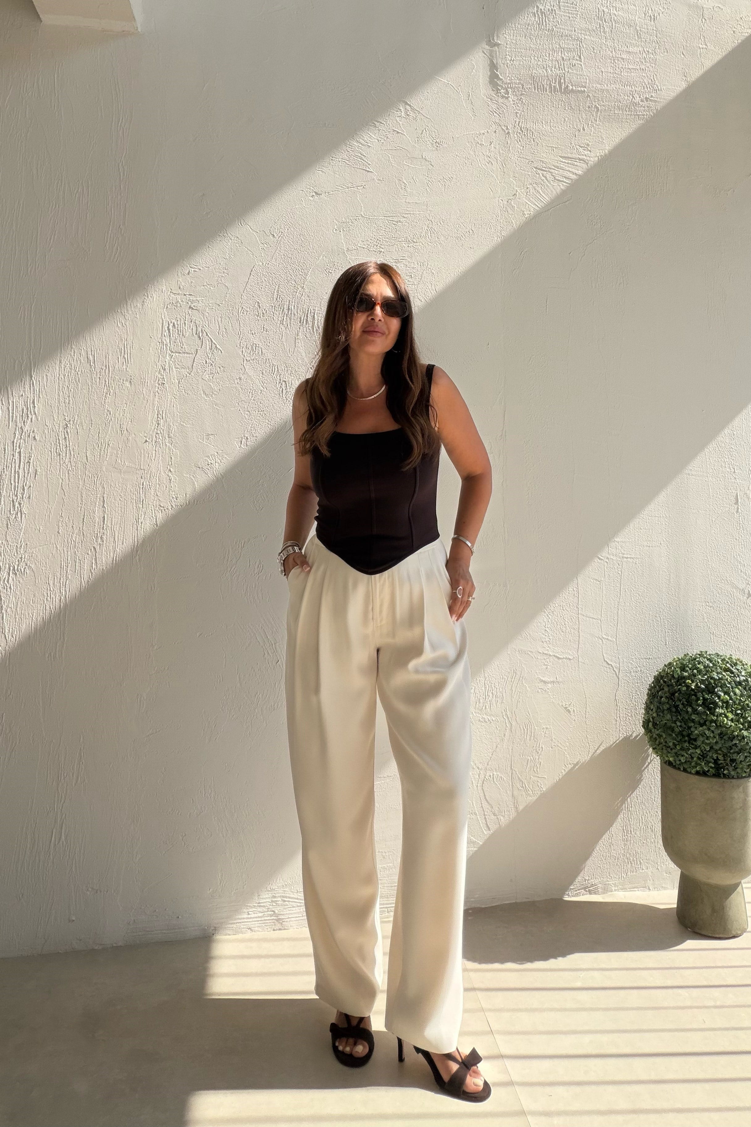 Havuç Kesim Liyosel Pantalon EKRU