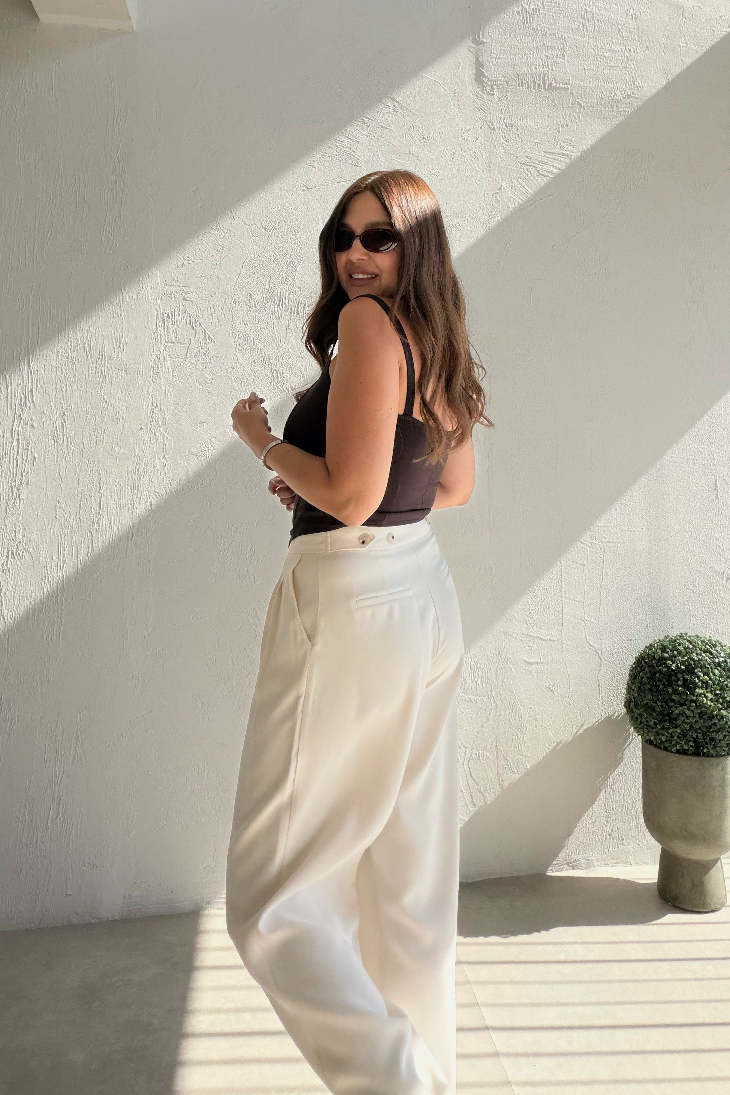 Havuç Kesim Liyosel Pantalon EKRU