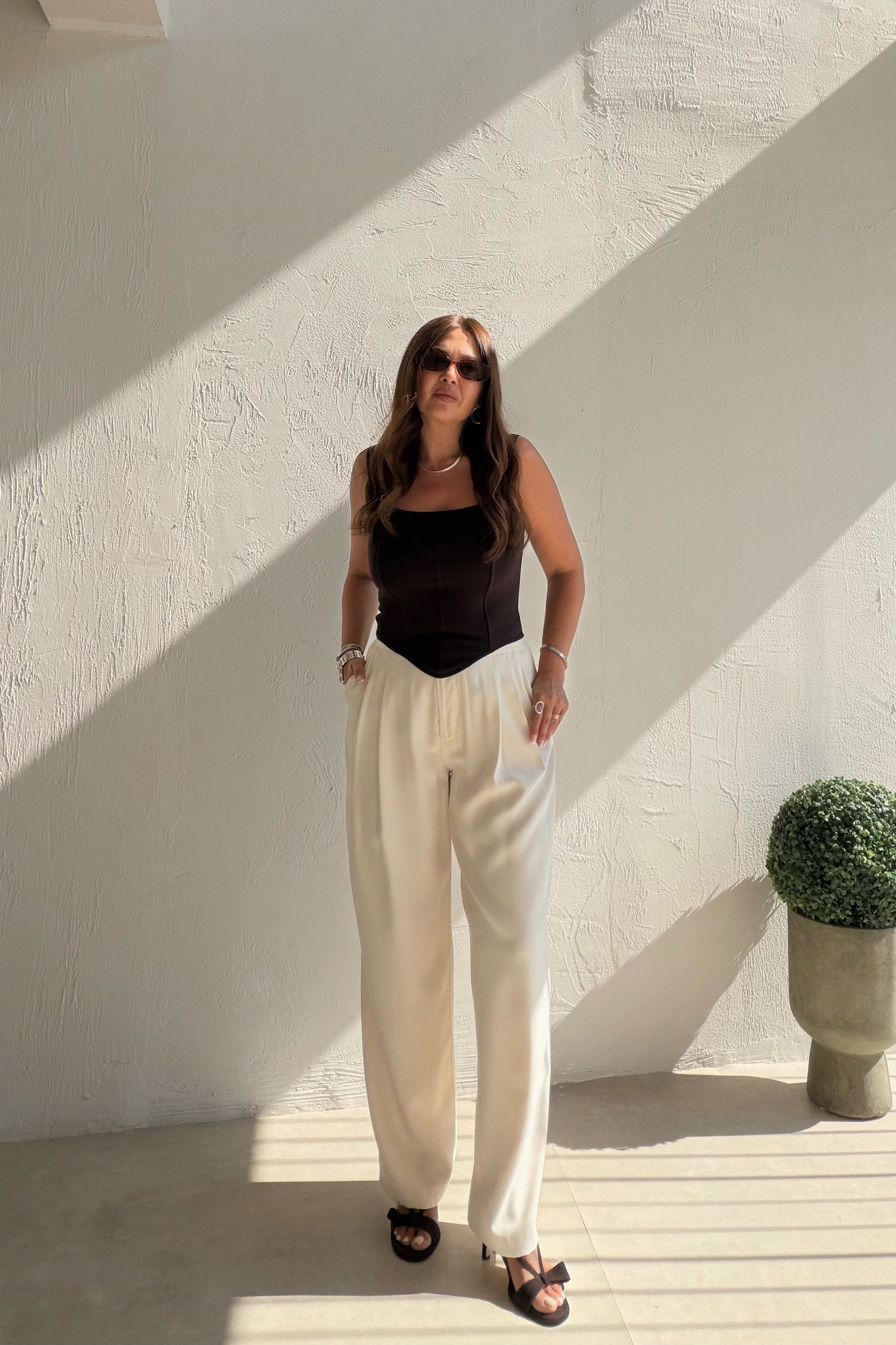Havuç Kesim Liyosel Pantalon EKRU