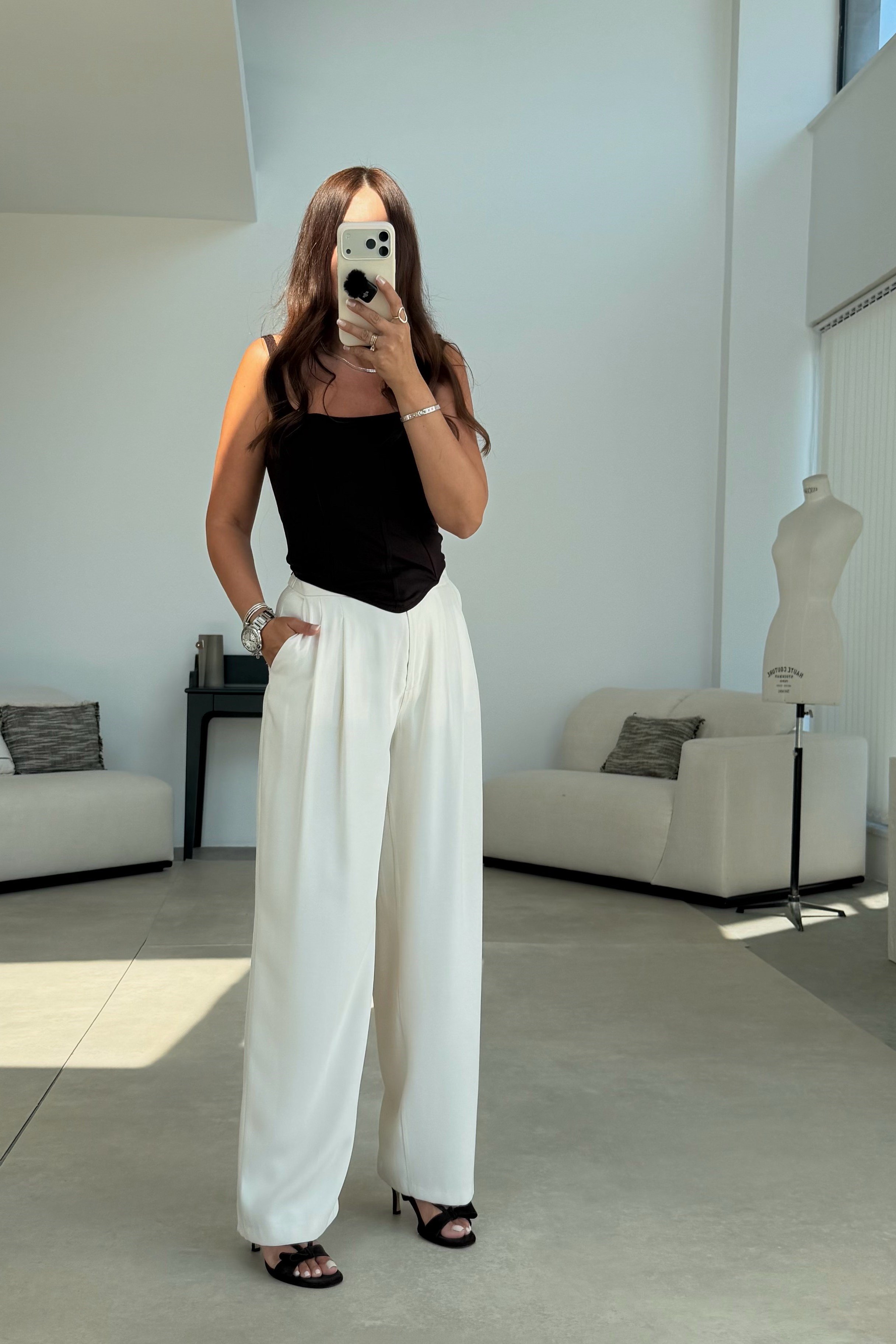 Havuç Kesim Liyosel Pantalon EKRU