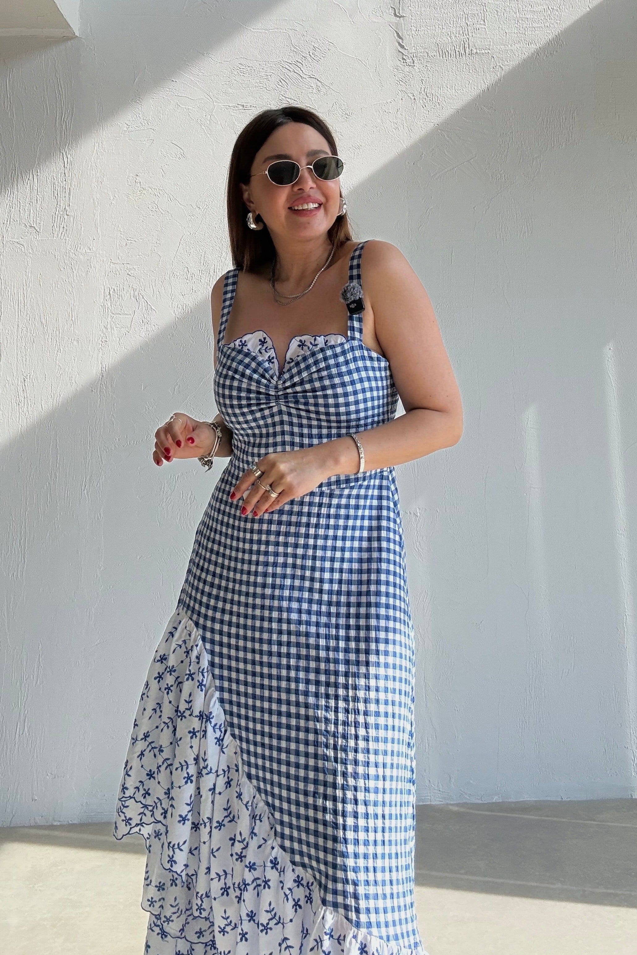 Ekoseli Askılı Elbise