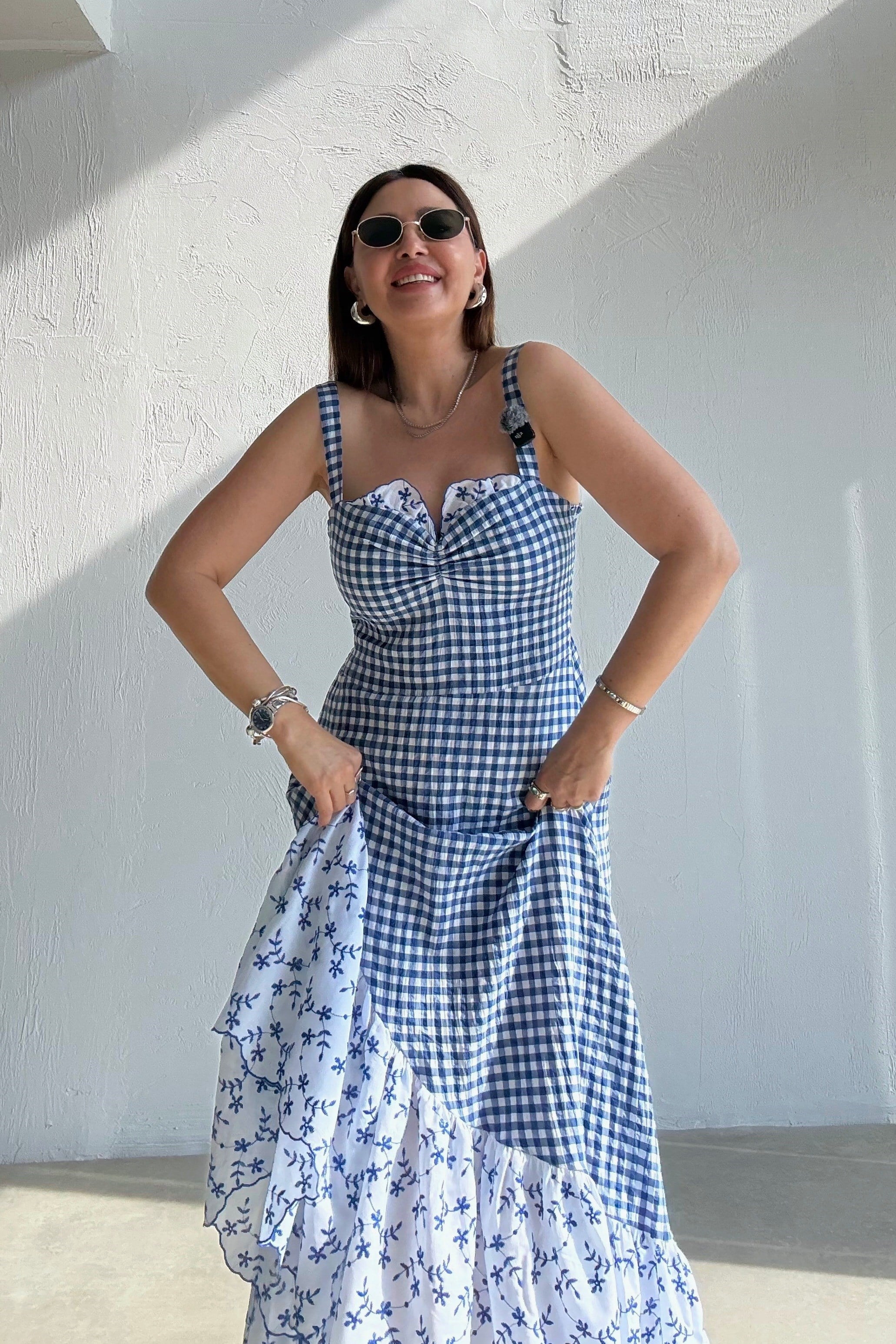 Ekoseli Askılı Elbise