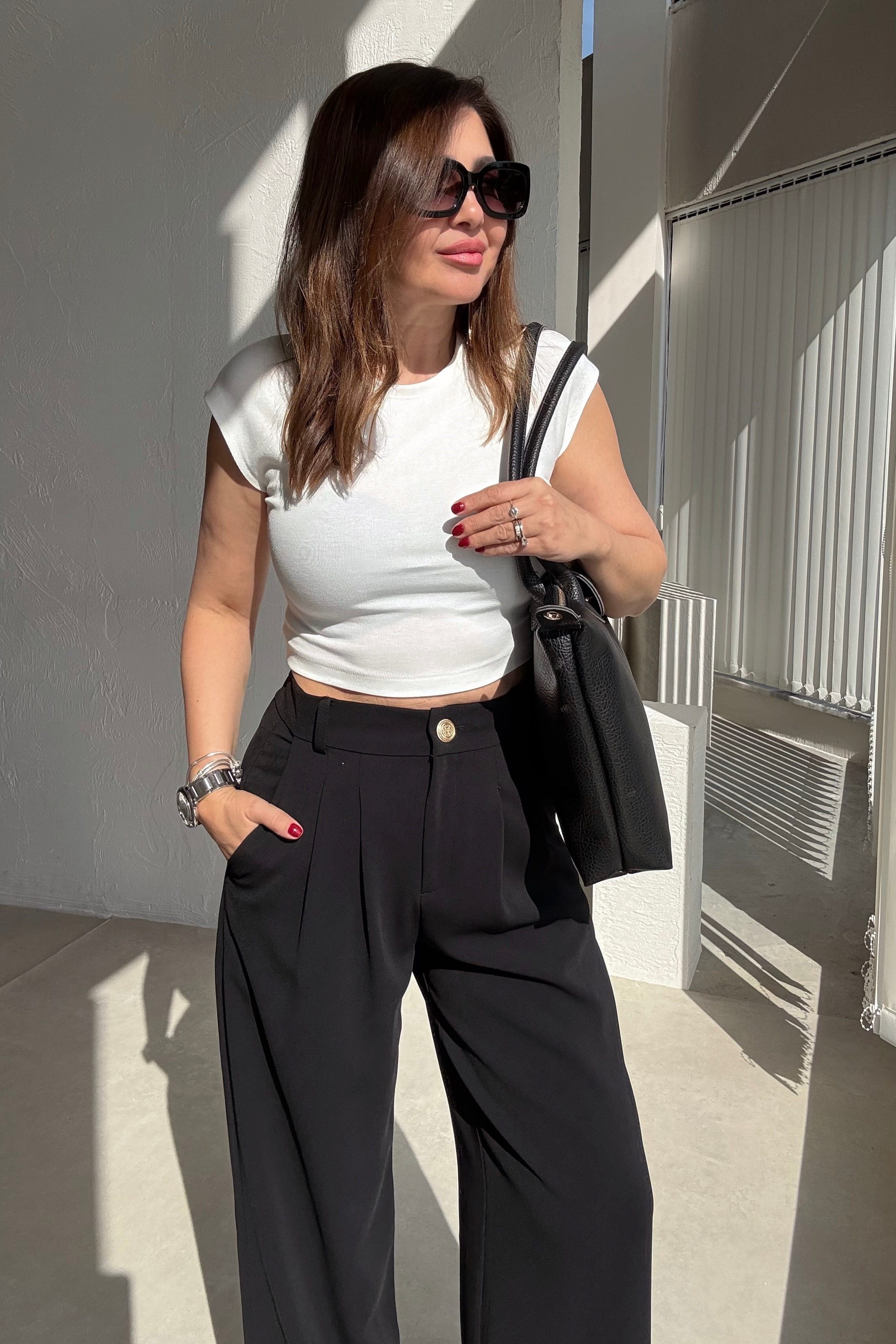 Ekru Likralı Basic Üst 