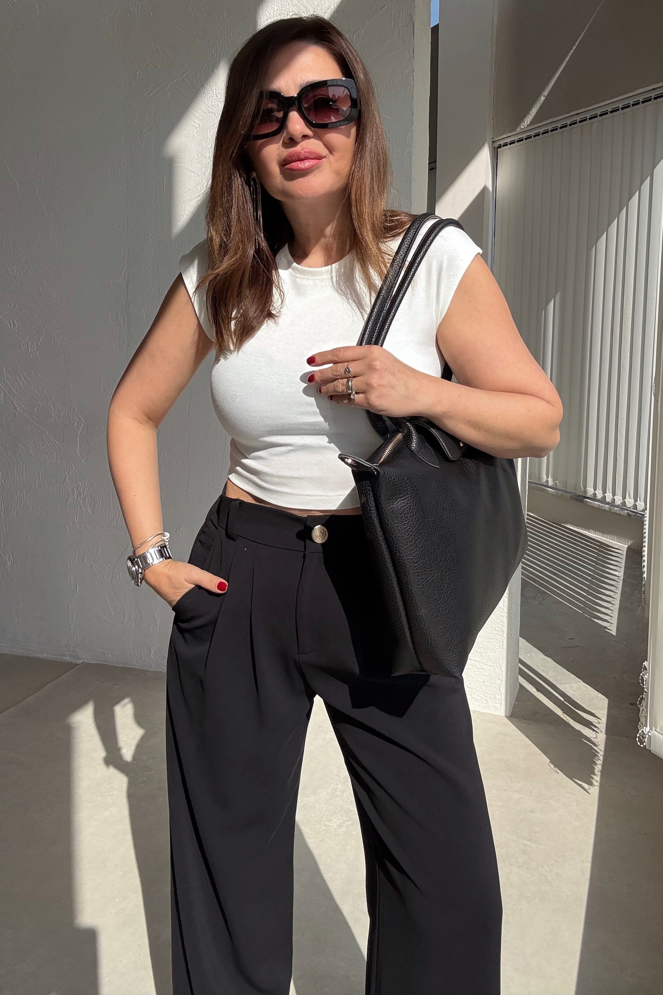 Ekru Likralı Basic Üst 